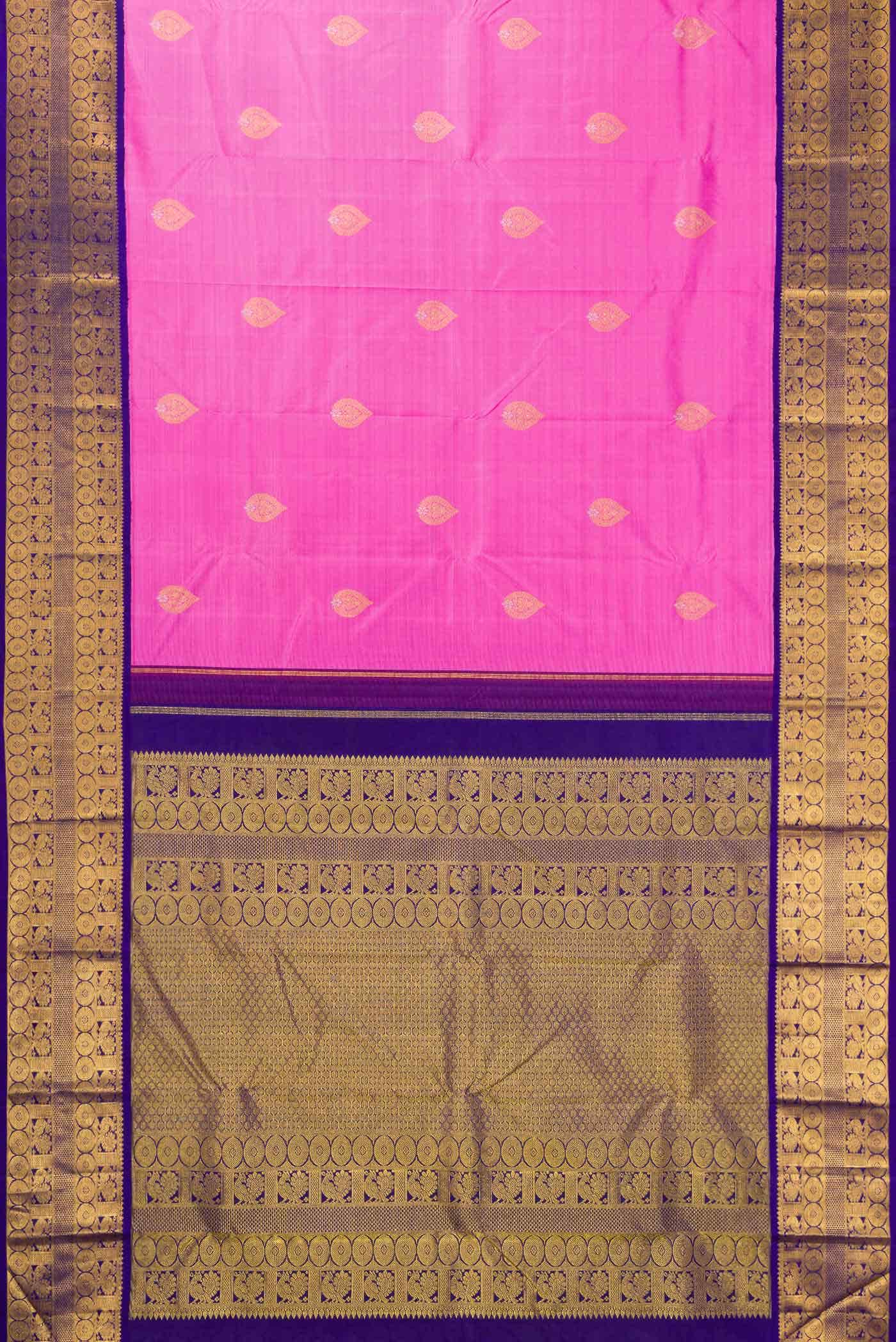 Pure Silk Pure Zari Pink Dual Tone Kanchipuram Saree