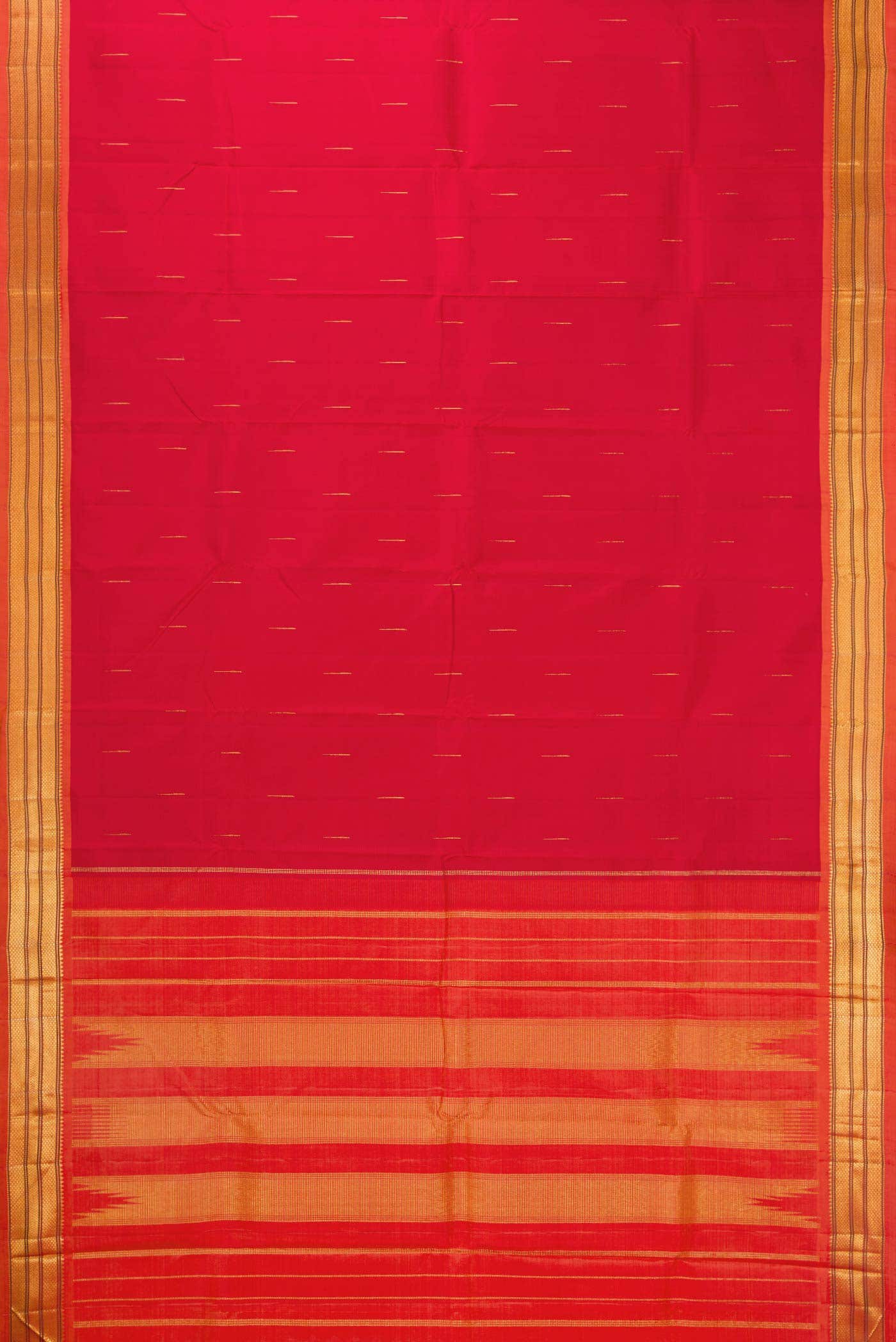 Pure Silk Pure Zari Red Dual Tone Kanchipuram Saree