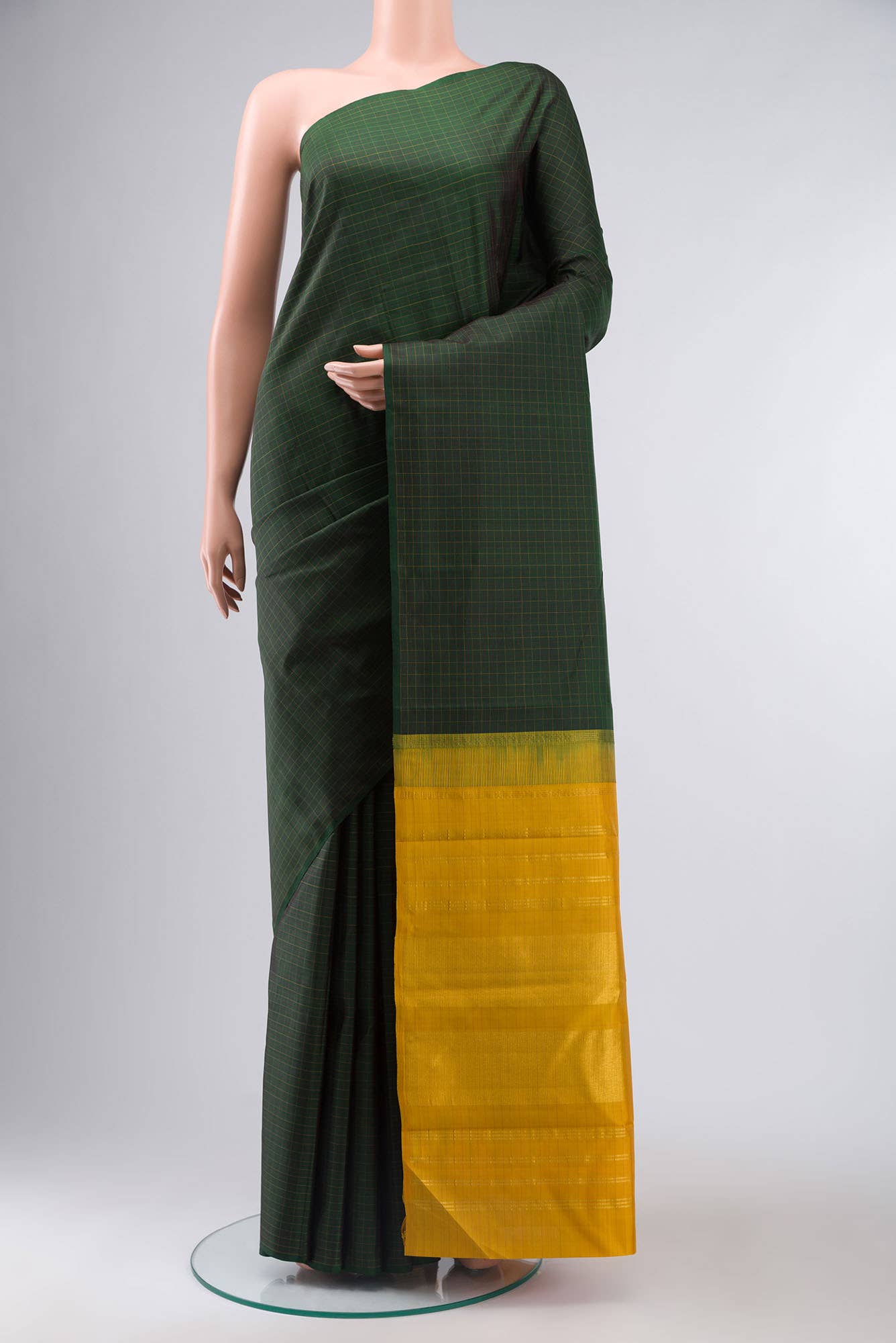 Bottle Green Kanchipuram Silk Saree