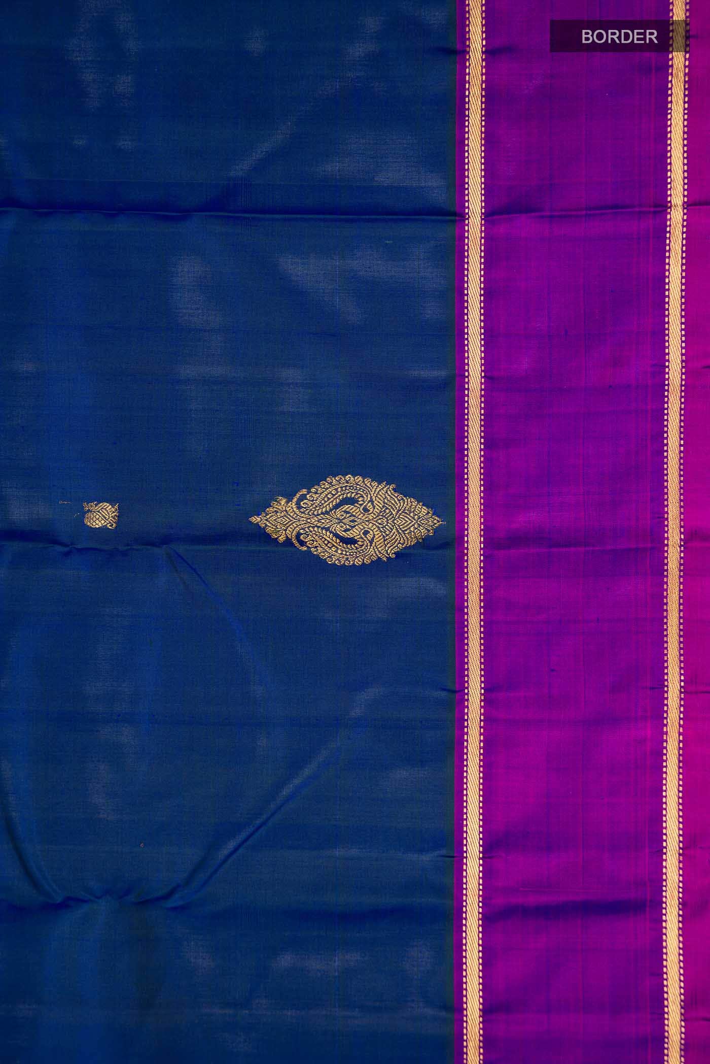 Blue with Green Dual Tone Kanchipuram Silk Saree