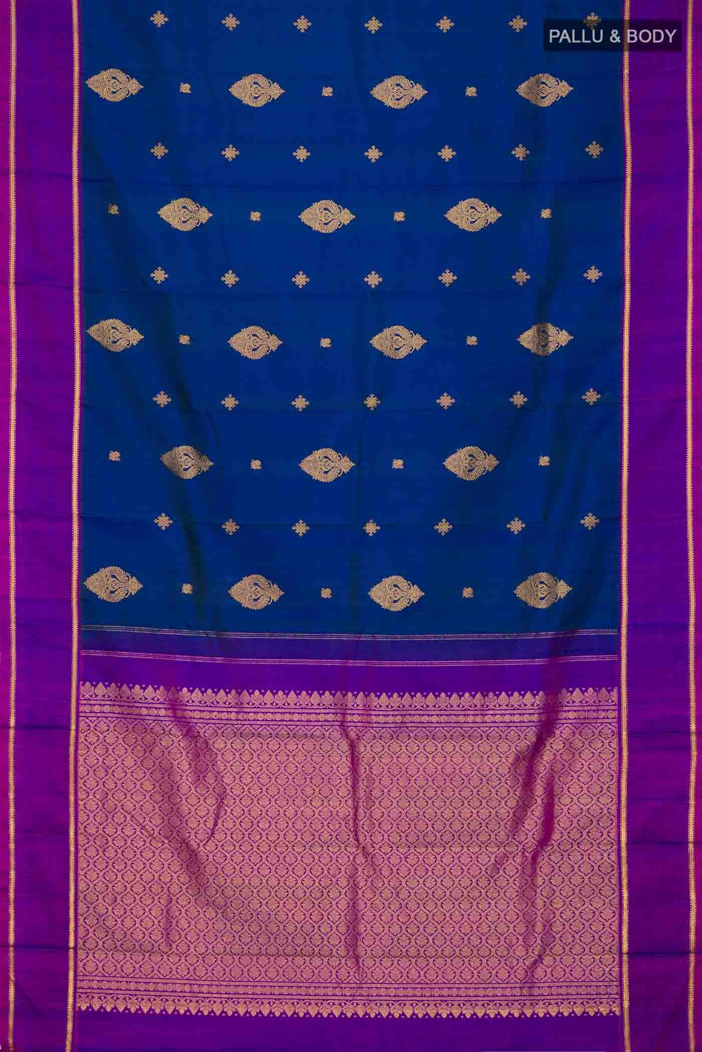 Blue with Green Dual Tone Kanchipuram Silk Saree