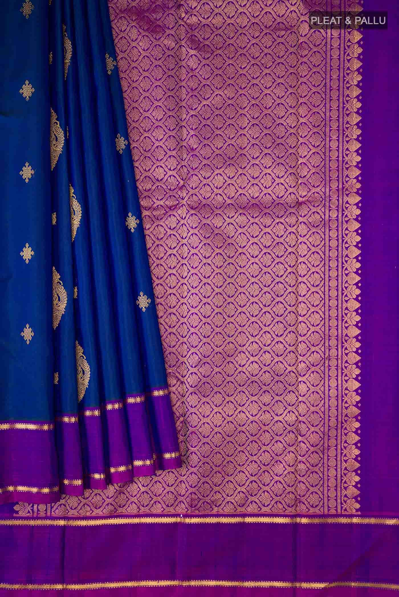 Blue with Green Dual Tone Kanchipuram Silk Saree