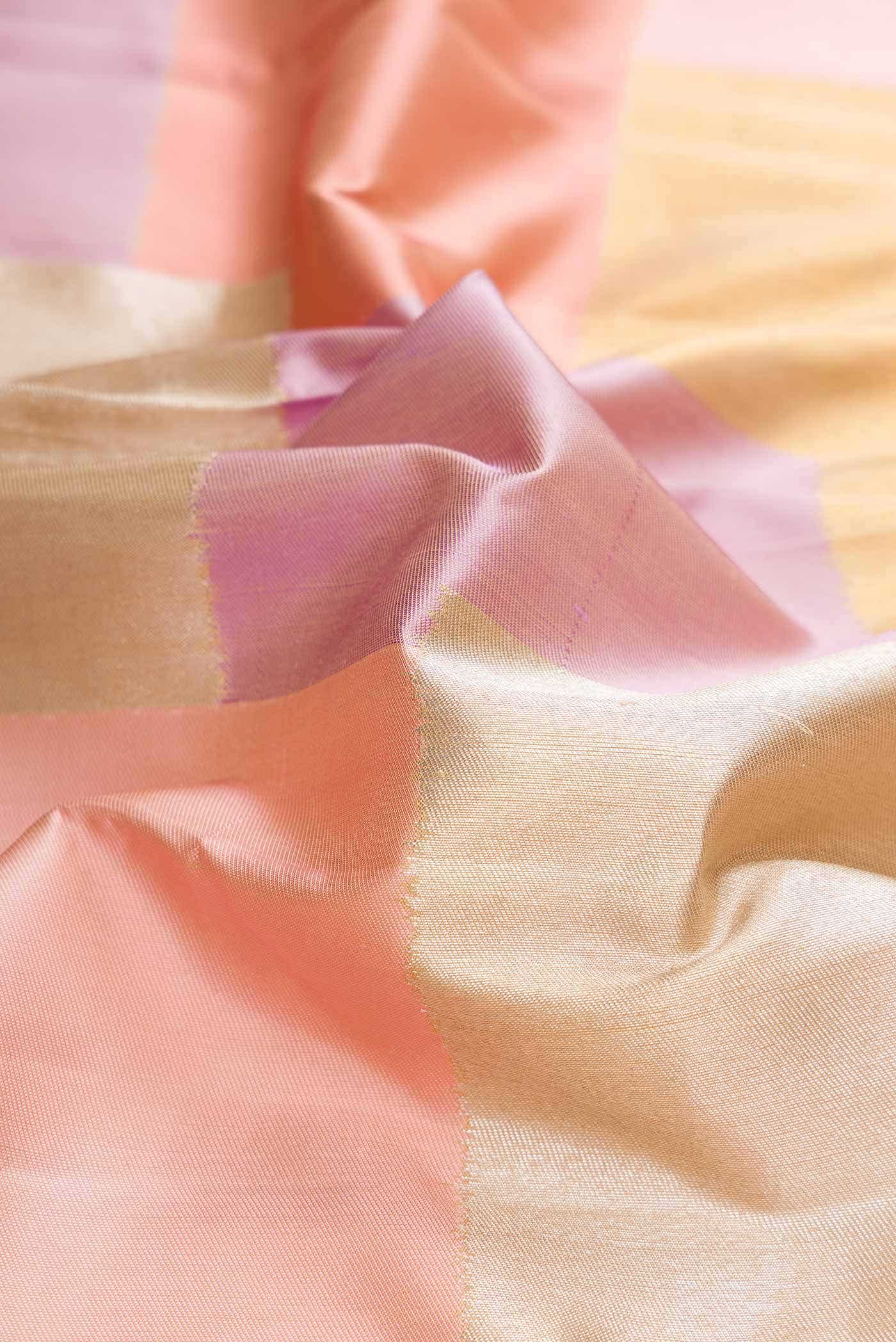Pink and Lavender Dual Tone Kanchipuram Tissue Silk Saree
