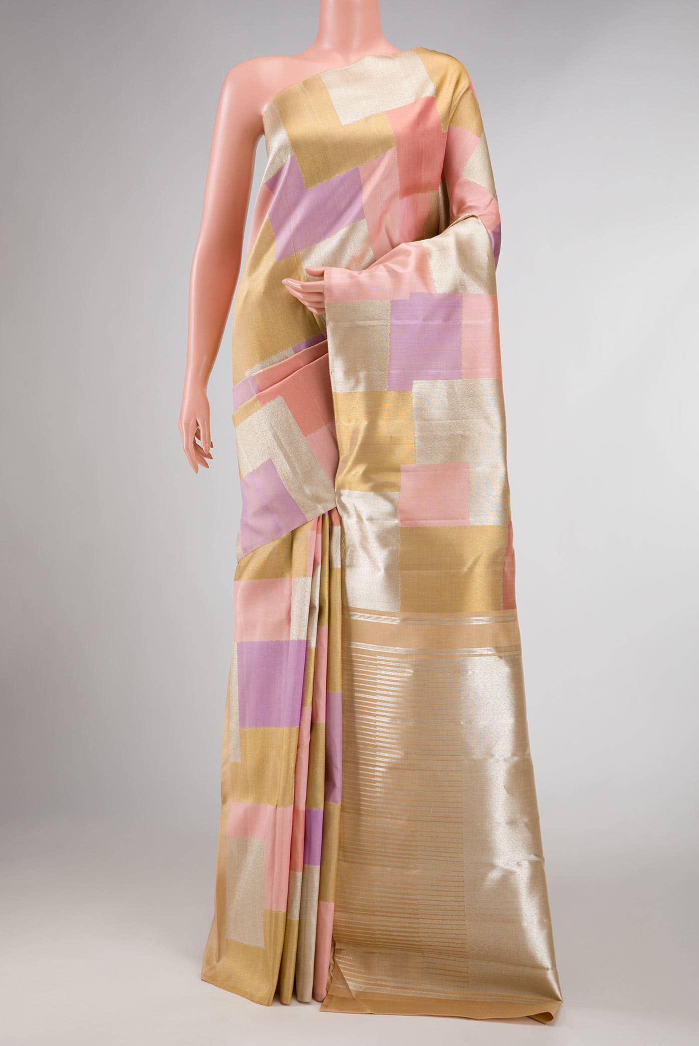 Pink and Lavender Dual Tone Kanchipuram Tissue Silk Saree
