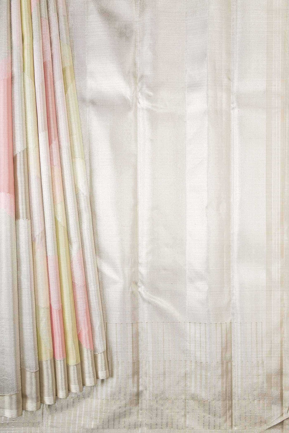 Silver Dual Tone Kanjivaram Tissue Silk Saree