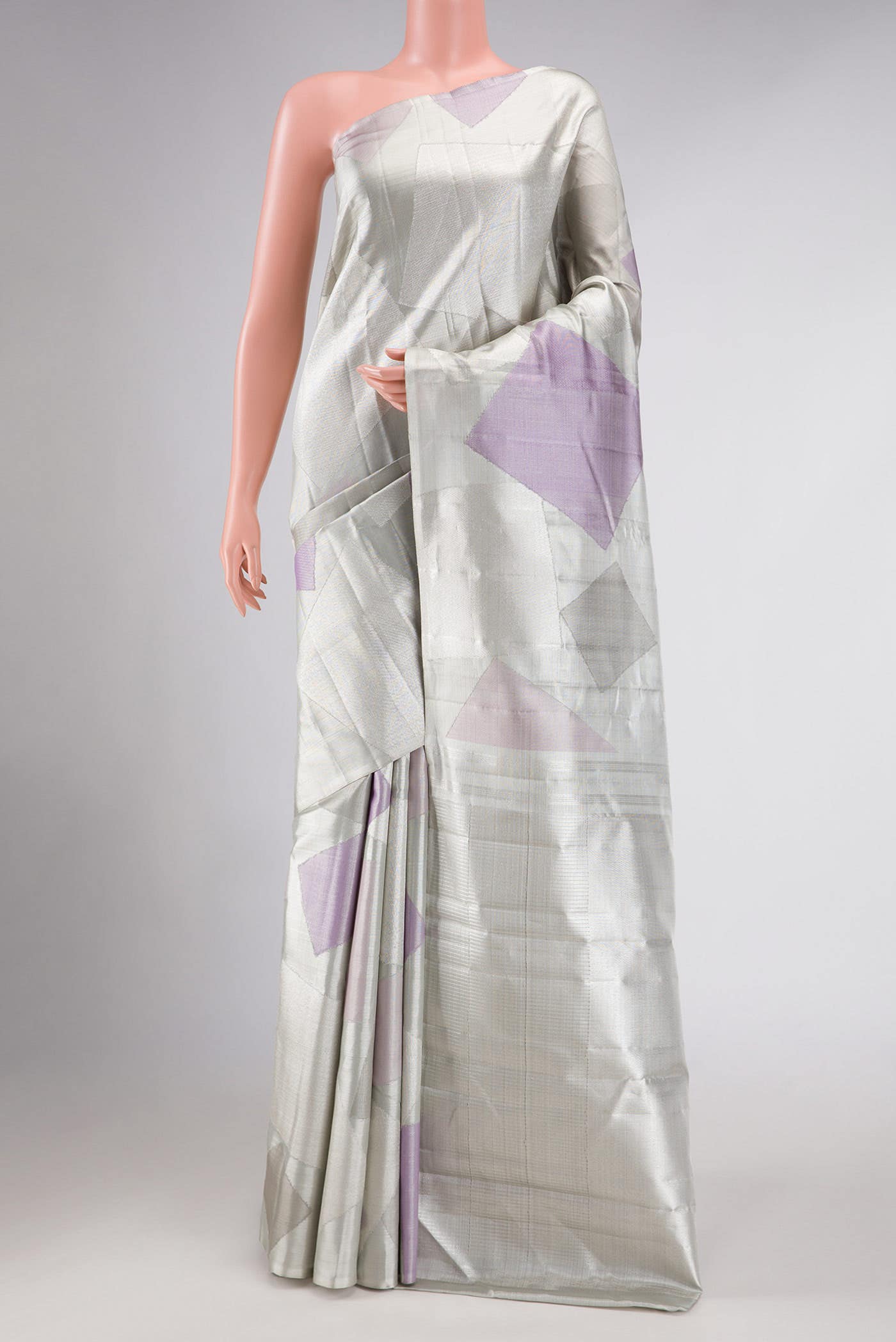 Grey Dual Tone Kanjivaram Tissue Silk Saree