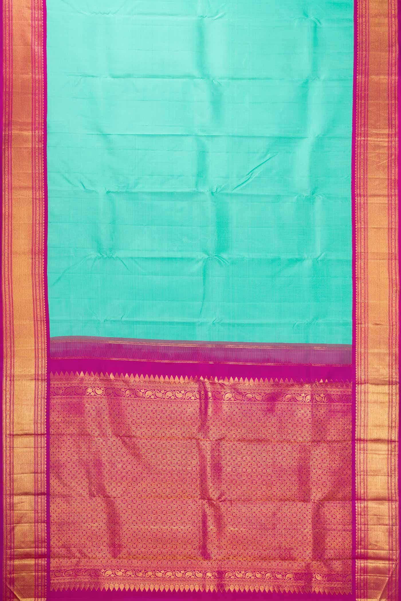 Pure Silk Pure Zari Sea Green Dual Tone Kanchipuram Saree