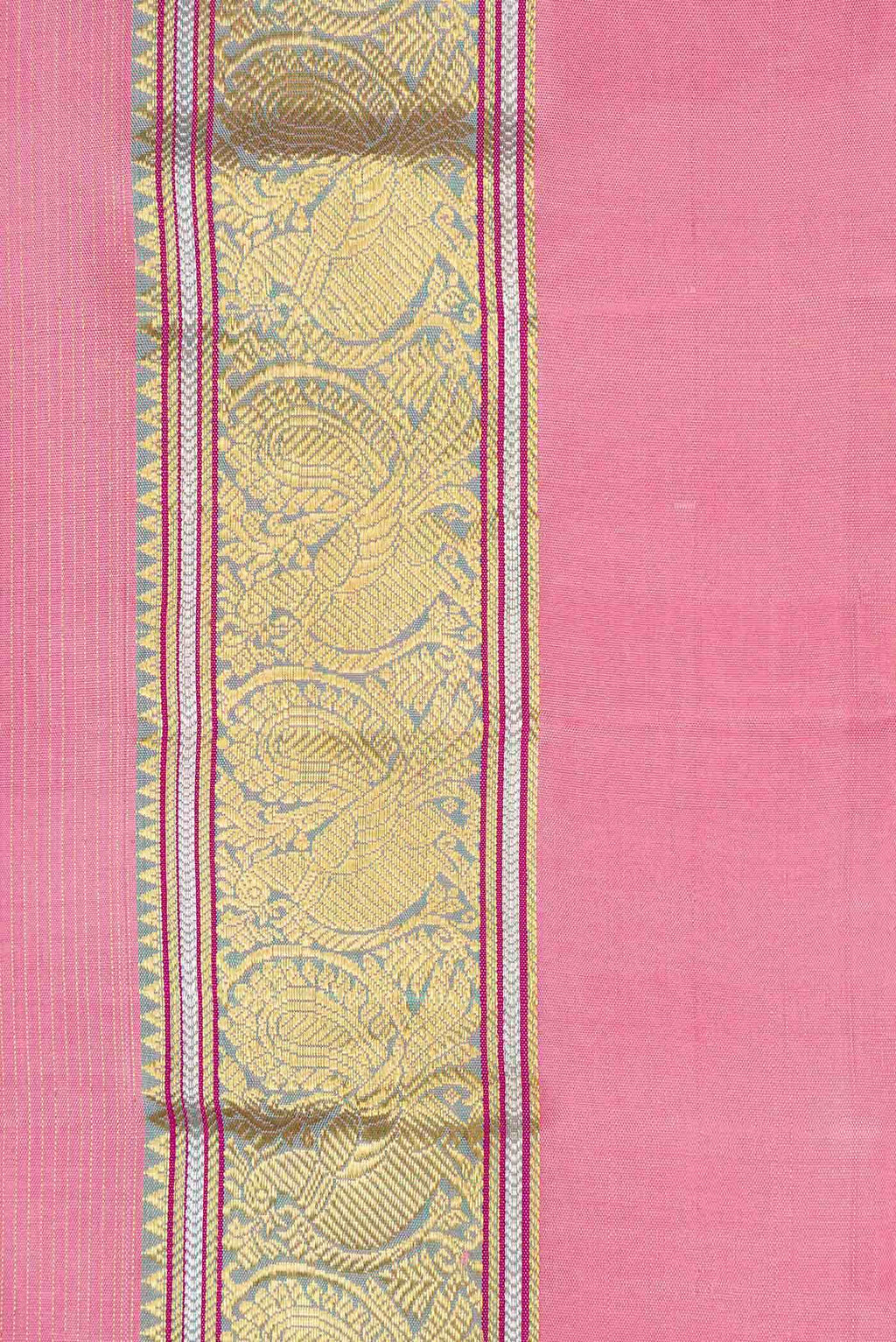 Pure Silk Pure Zari Pink Dual Tone Kanchipuram Saree