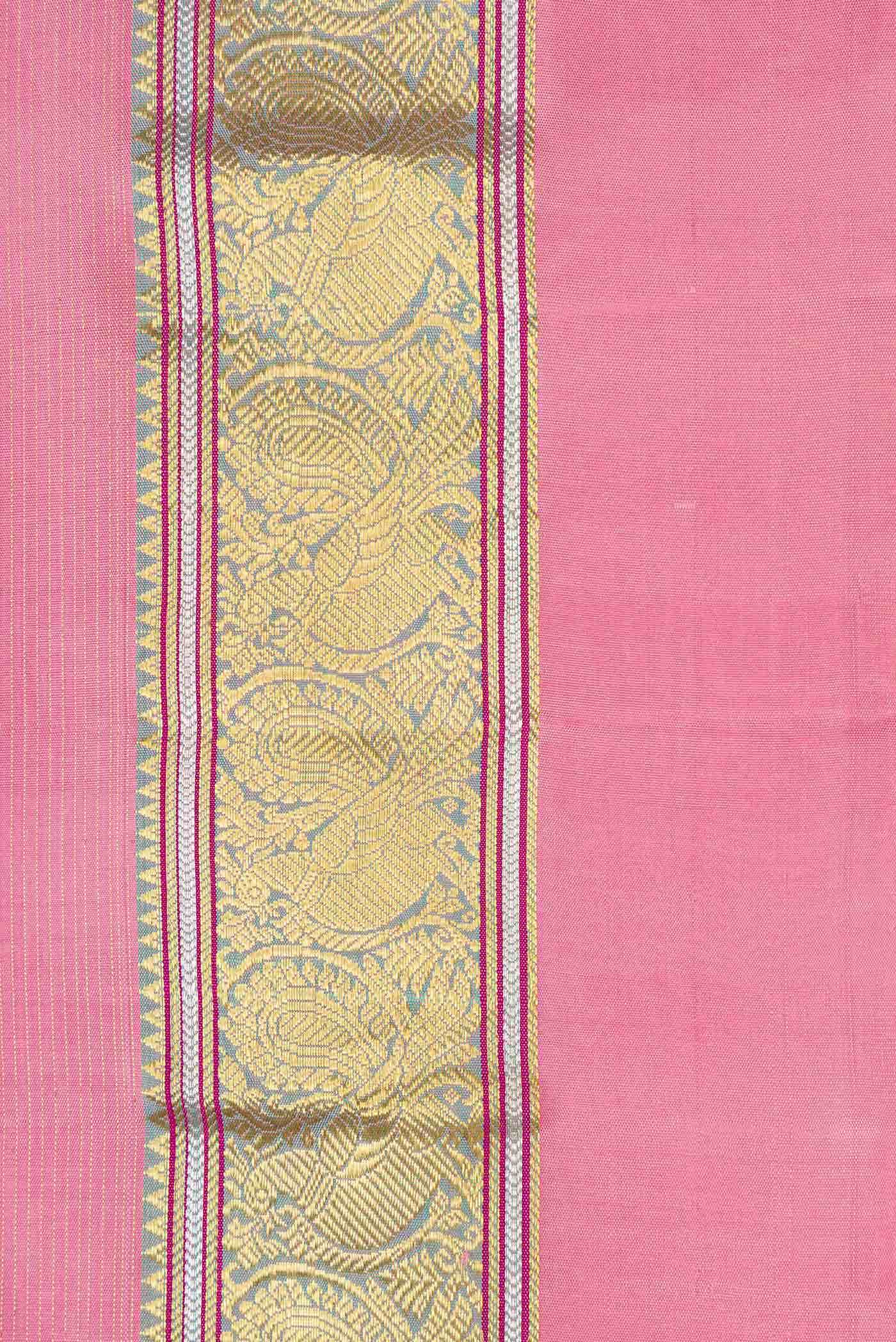 Pure Silk Pure Zari Pink Dual Tone Kanchipuram Saree