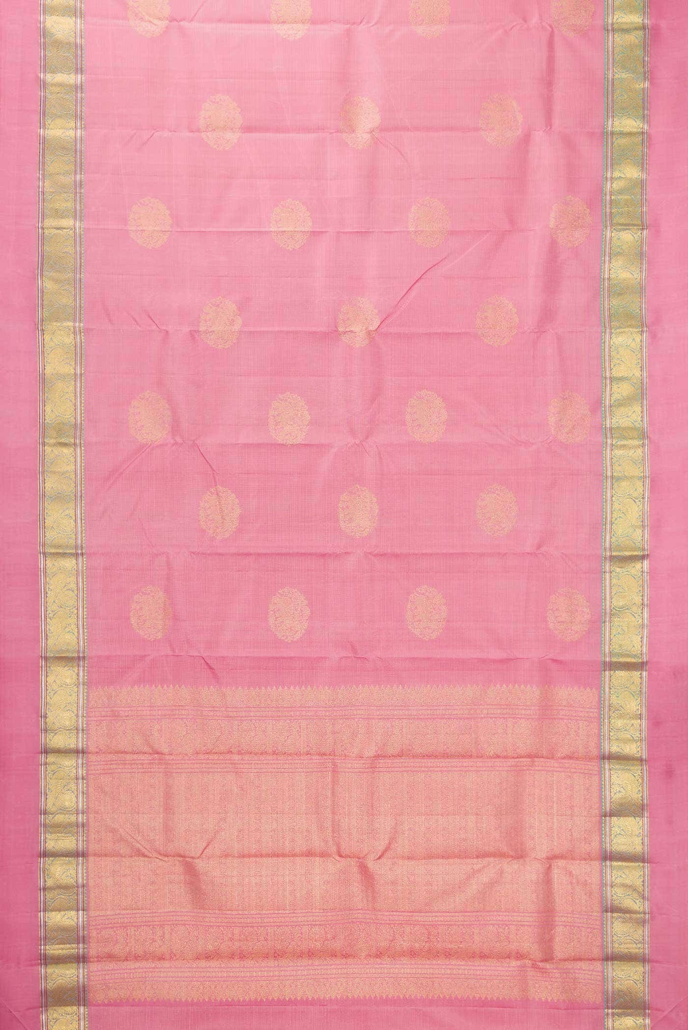 Pure Silk Pure Zari Pink Dual Tone Kanchipuram Saree