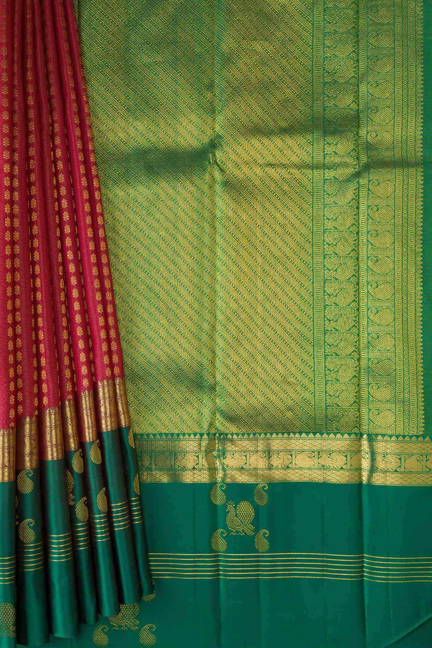 Rose Gold Dual Tone Kanchipuram Silk Saree