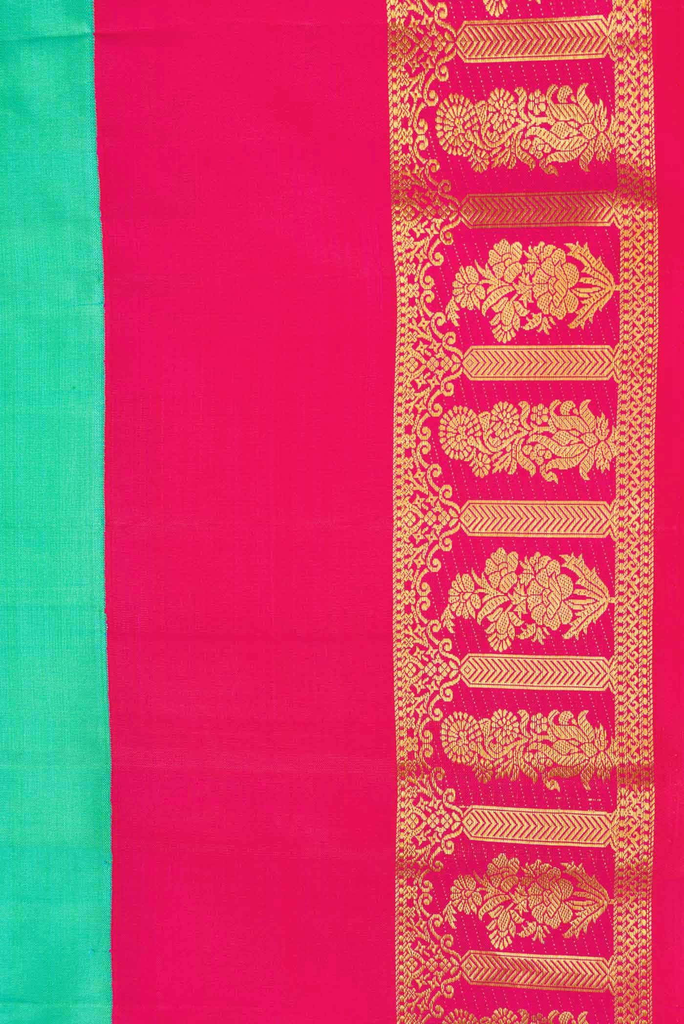 Pure Silk Pure Zari Sea Green Dual Tone Kanchipuram Saree