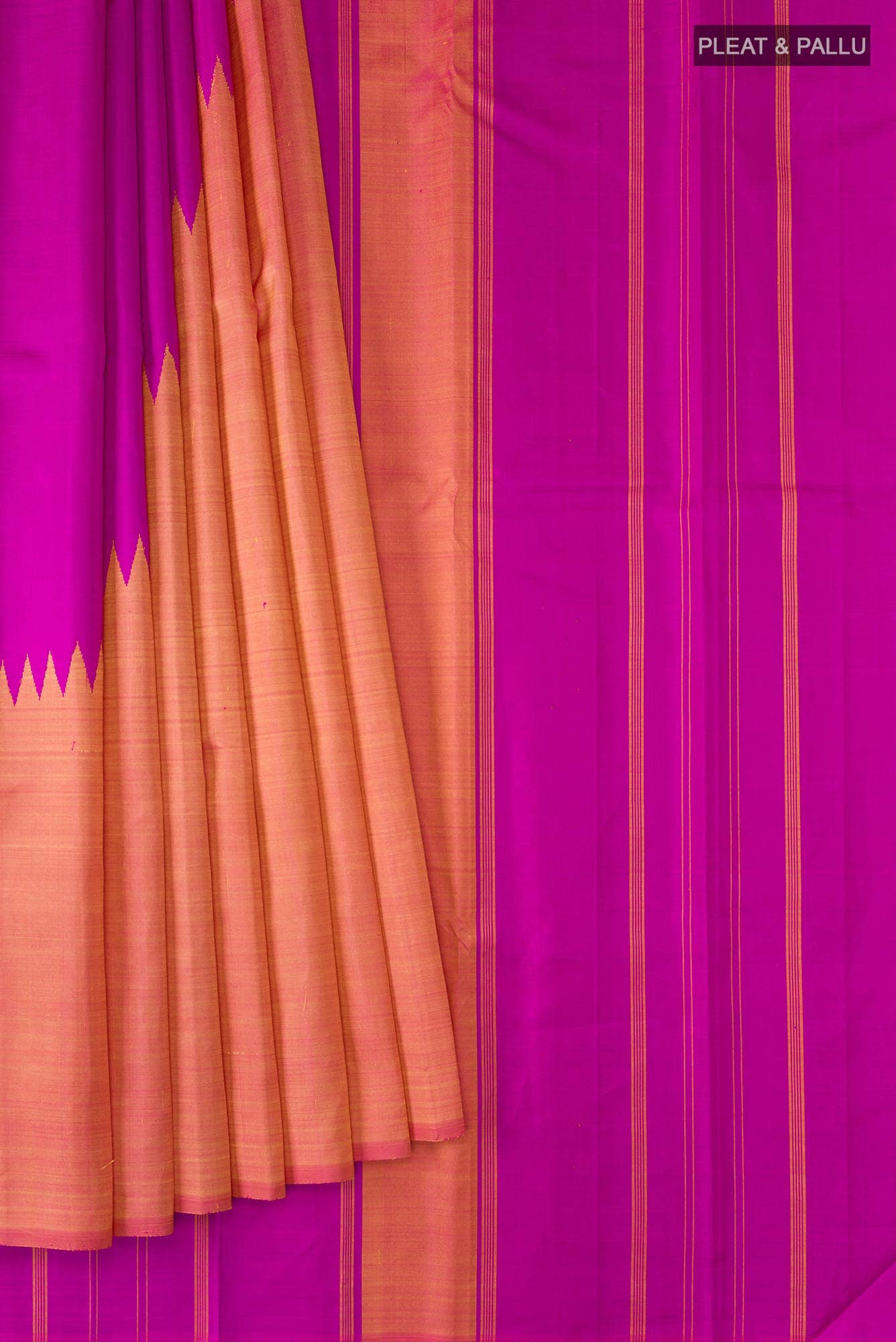 Pink with Yellow Dual Tone Kanchipuram Silk Saree