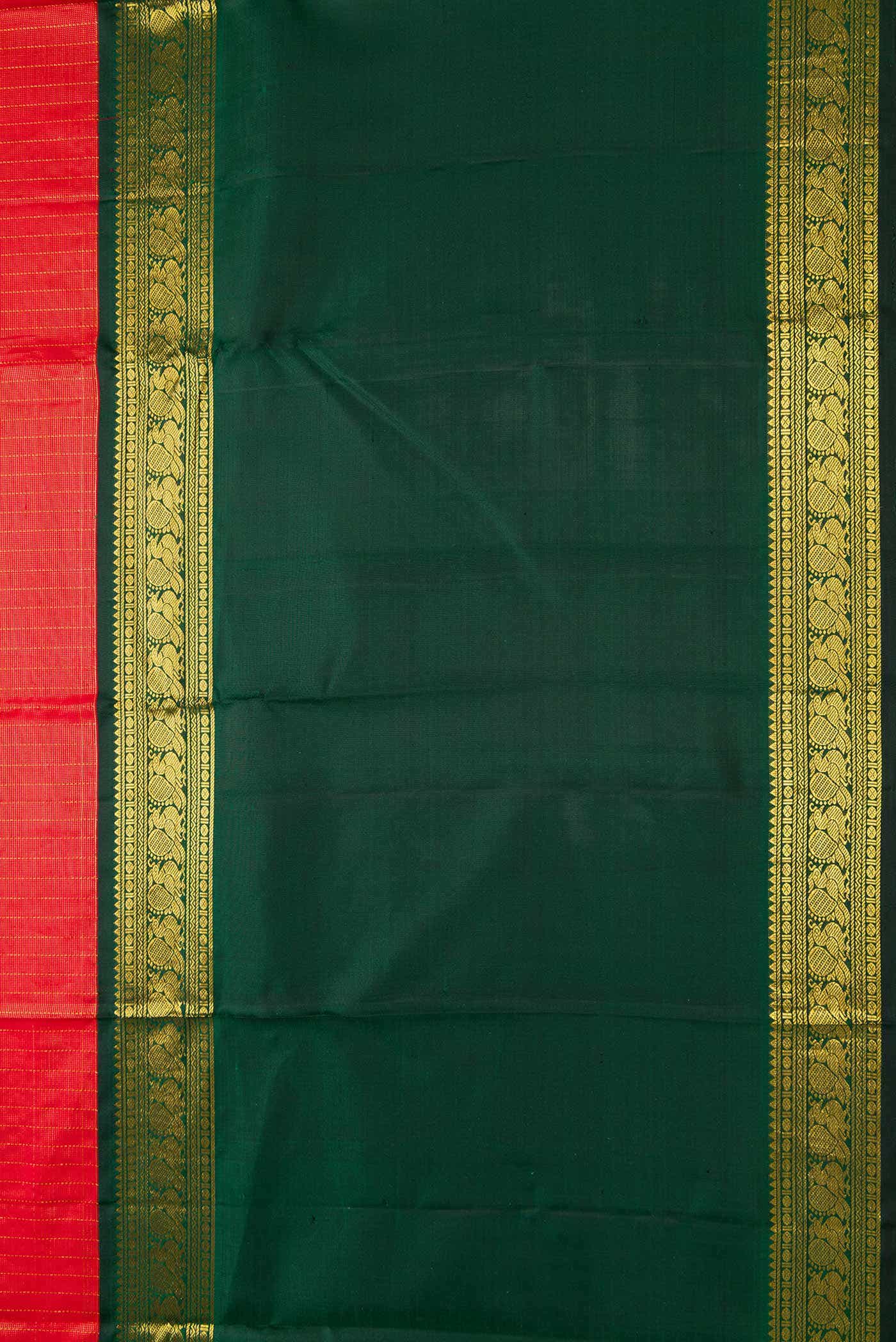 Pure Silk Pure Zari Orange Dual Tone Kanchipuram Saree