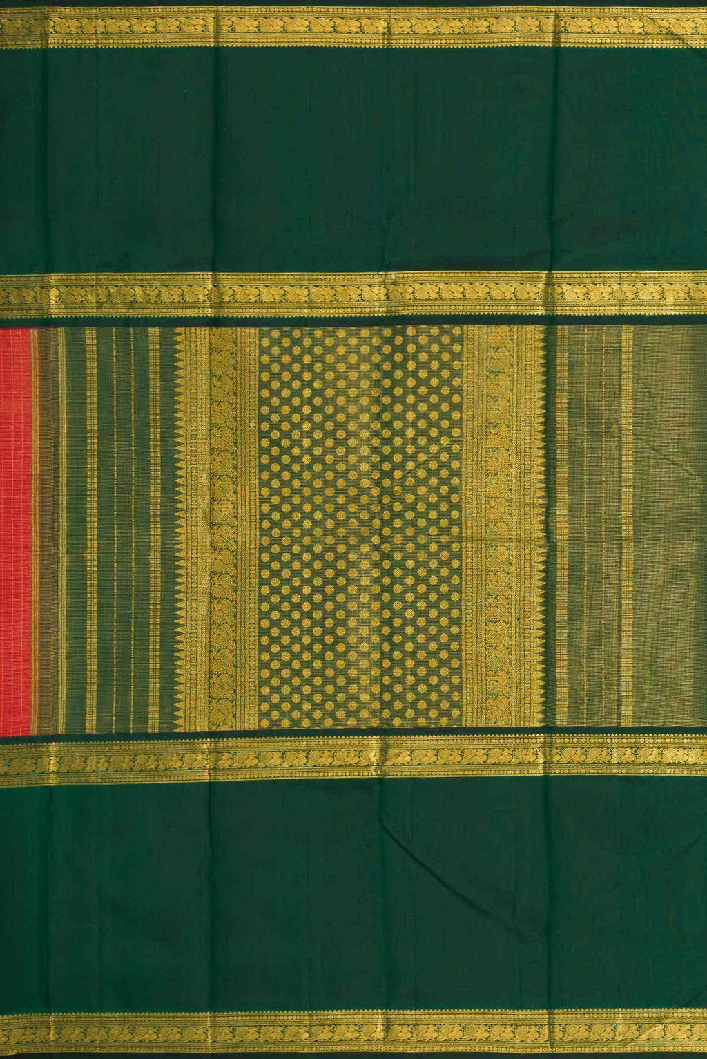Pure Silk Pure Zari Orange Dual Tone Kanchipuram Saree