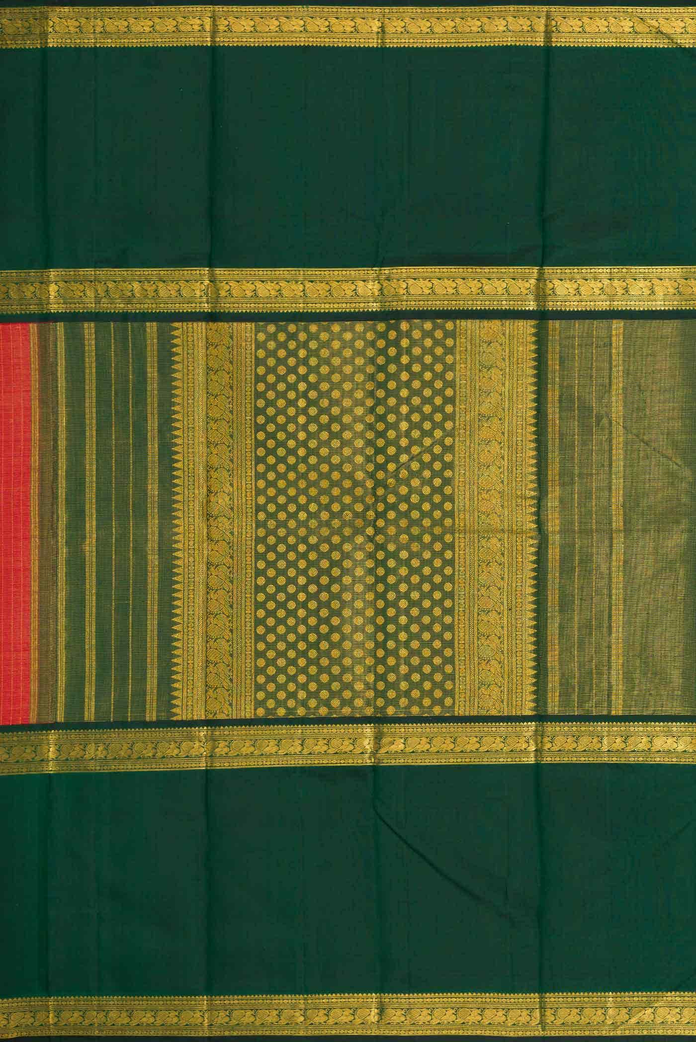 Pure Silk Pure Zari Orange Dual Tone Kanchipuram Saree
