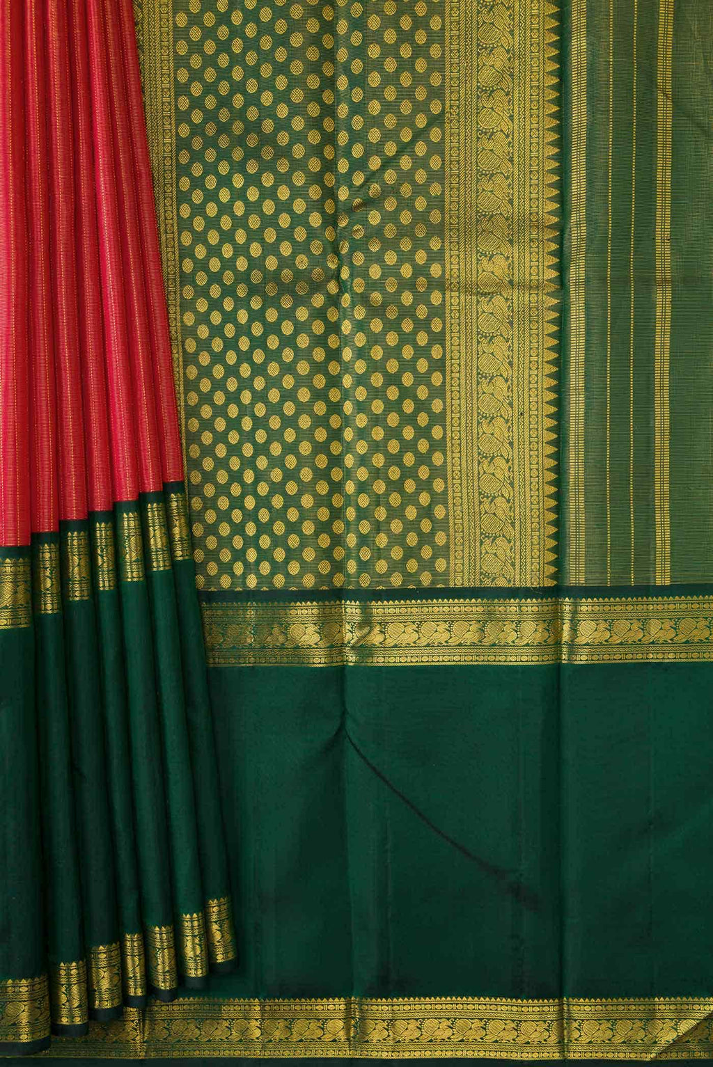 Pure Silk Pure Zari Orange Dual Tone Kanchipuram Saree