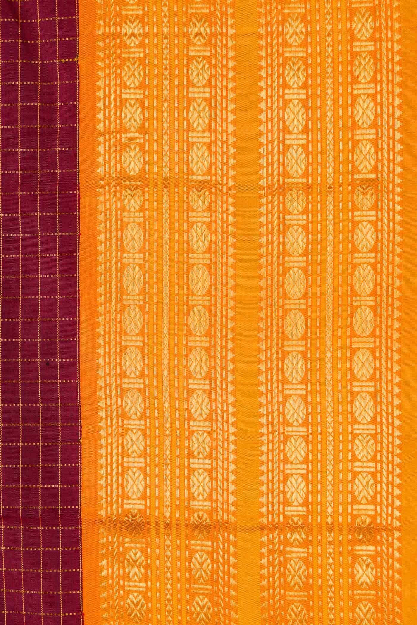 Pure Silk Pure Zari Maroon Dual Tone Kanchipuram Saree