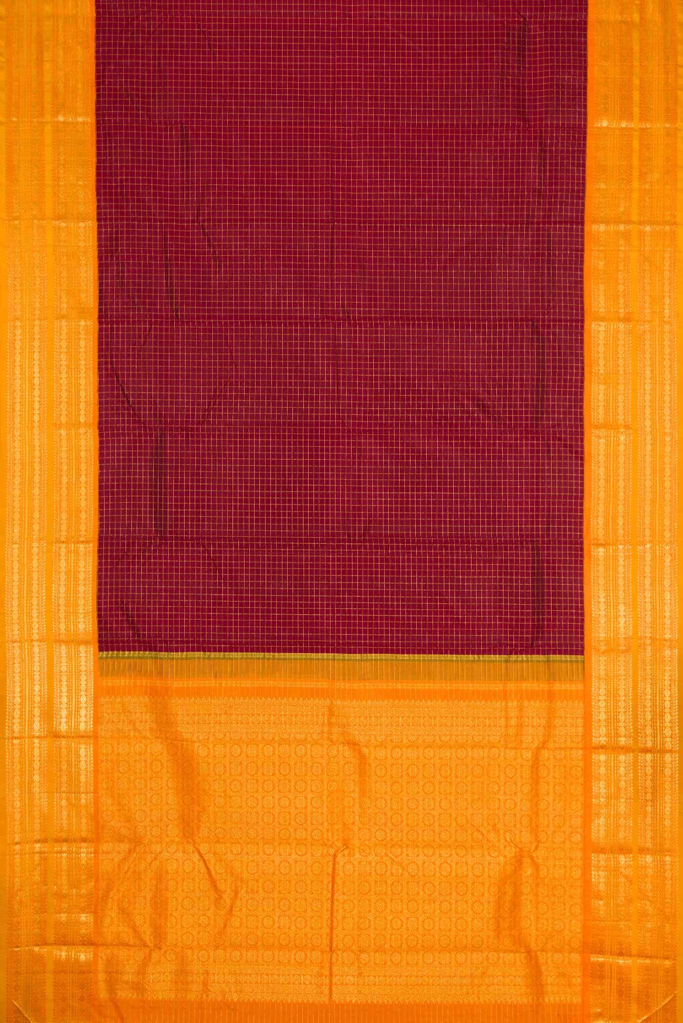 Pure Silk Pure Zari Maroon Dual Tone Kanchipuram Saree