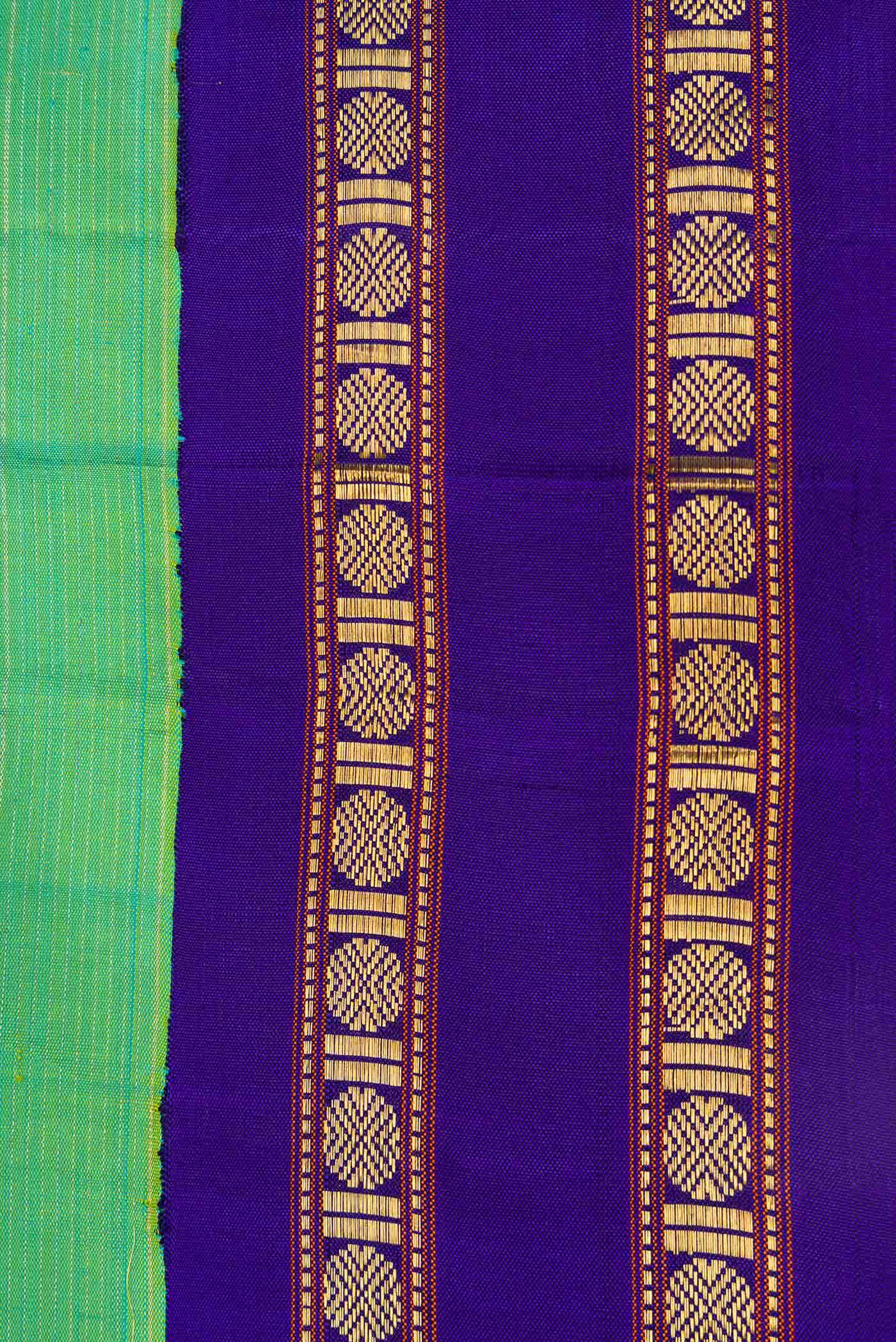 Pure Silk Pure Zari Sea Green Dual Tone Kanchipuram Saree