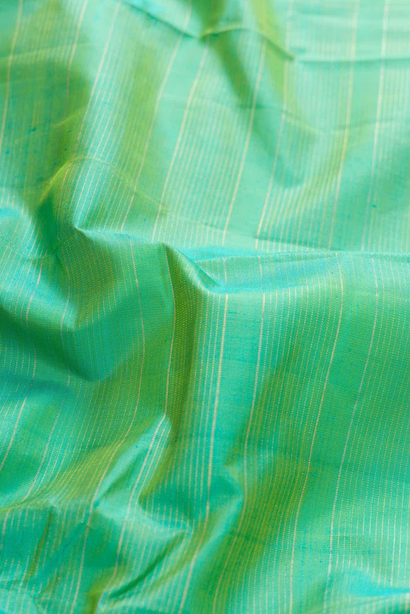Pure Silk Pure Zari Sea Green Dual Tone Kanchipuram Saree