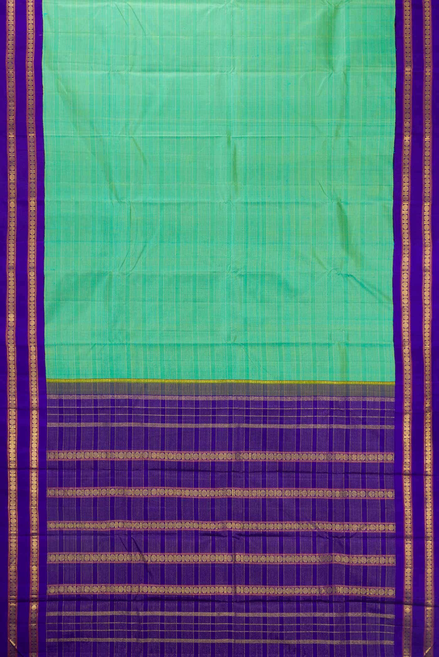 Pure Silk Pure Zari Sea Green Dual Tone Kanchipuram Saree