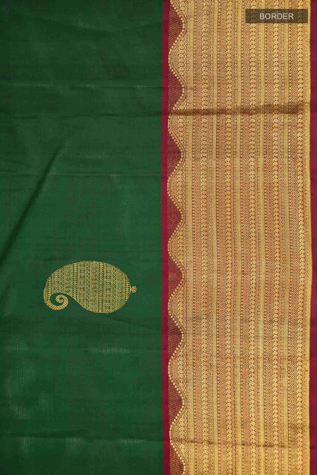 Bottle Green Kanchipuram Silk Saree