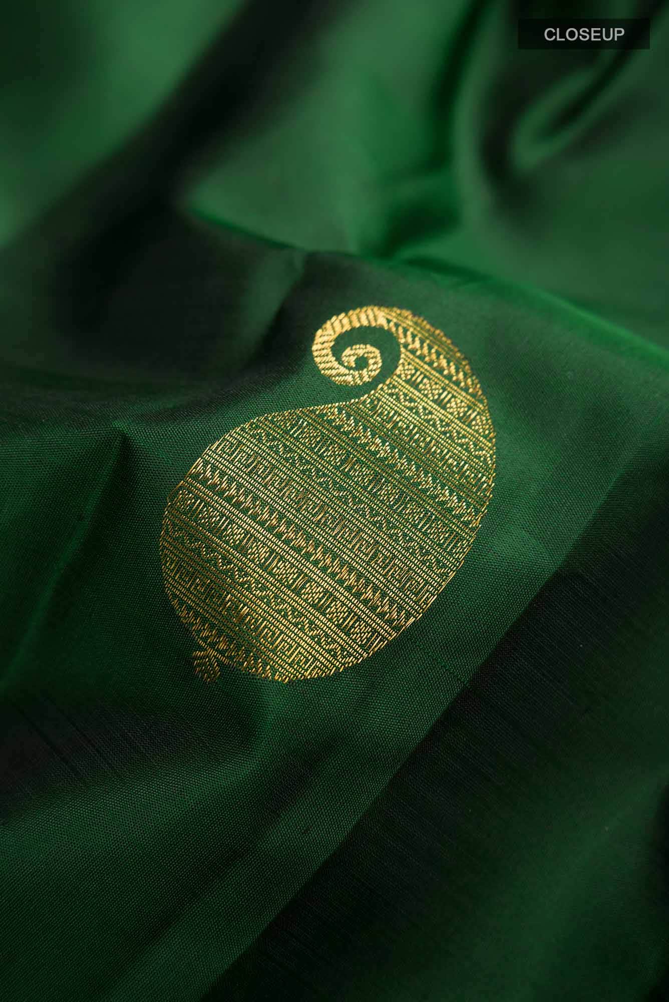 Bottle Green Kanchipuram Silk Saree