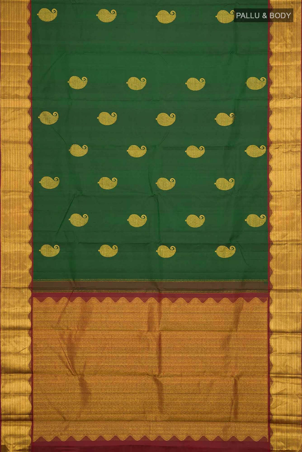 Bottle Green Kanchipuram Silk Saree