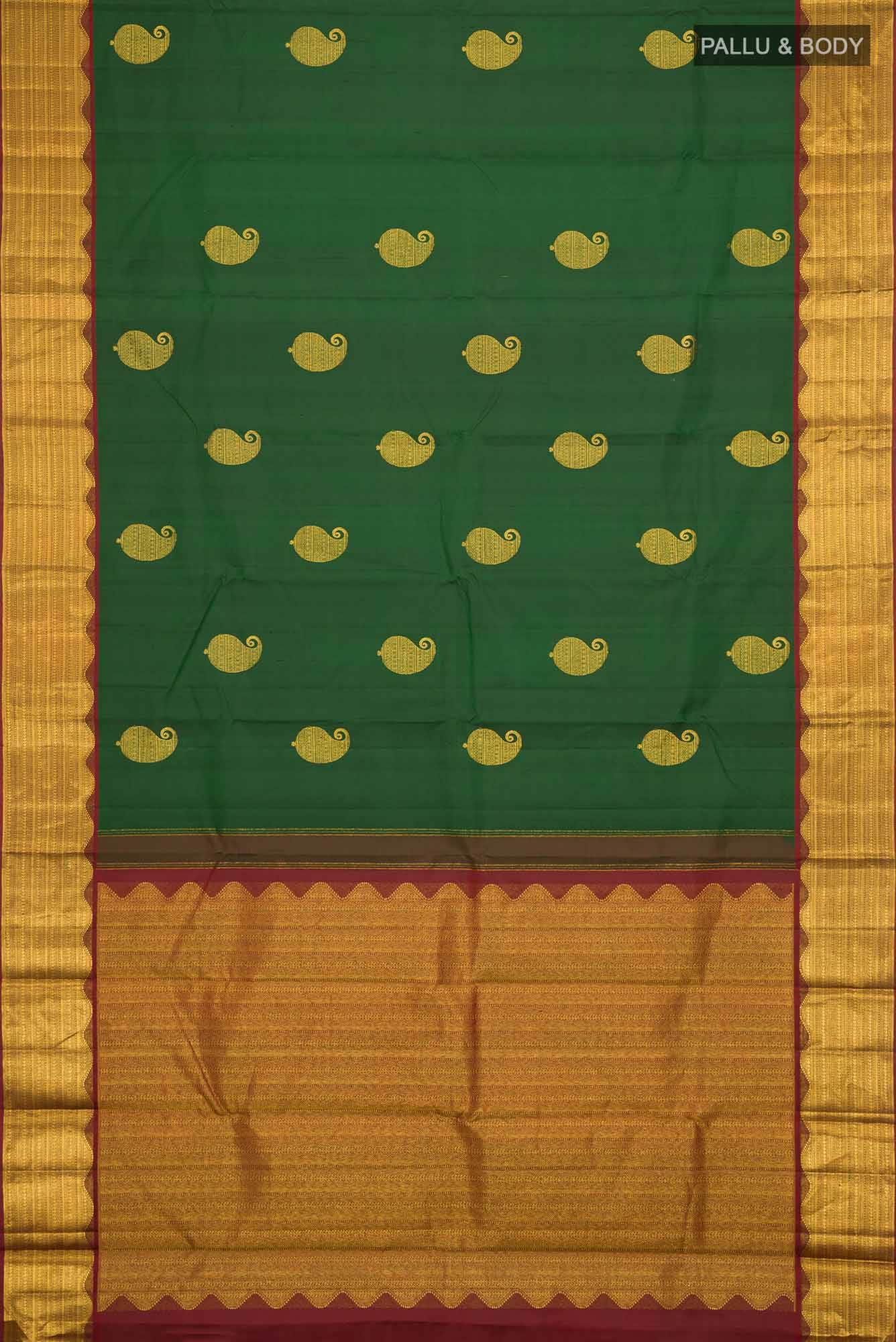 Bottle Green Kanchipuram Silk Saree