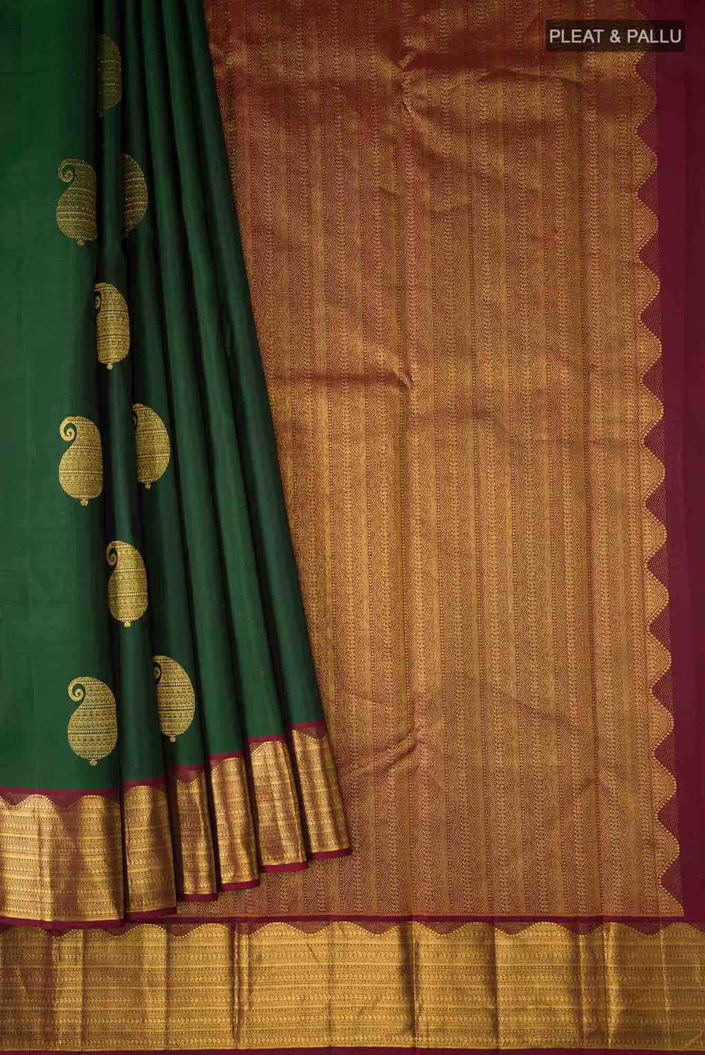Bottle Green Kanchipuram Silk Saree
