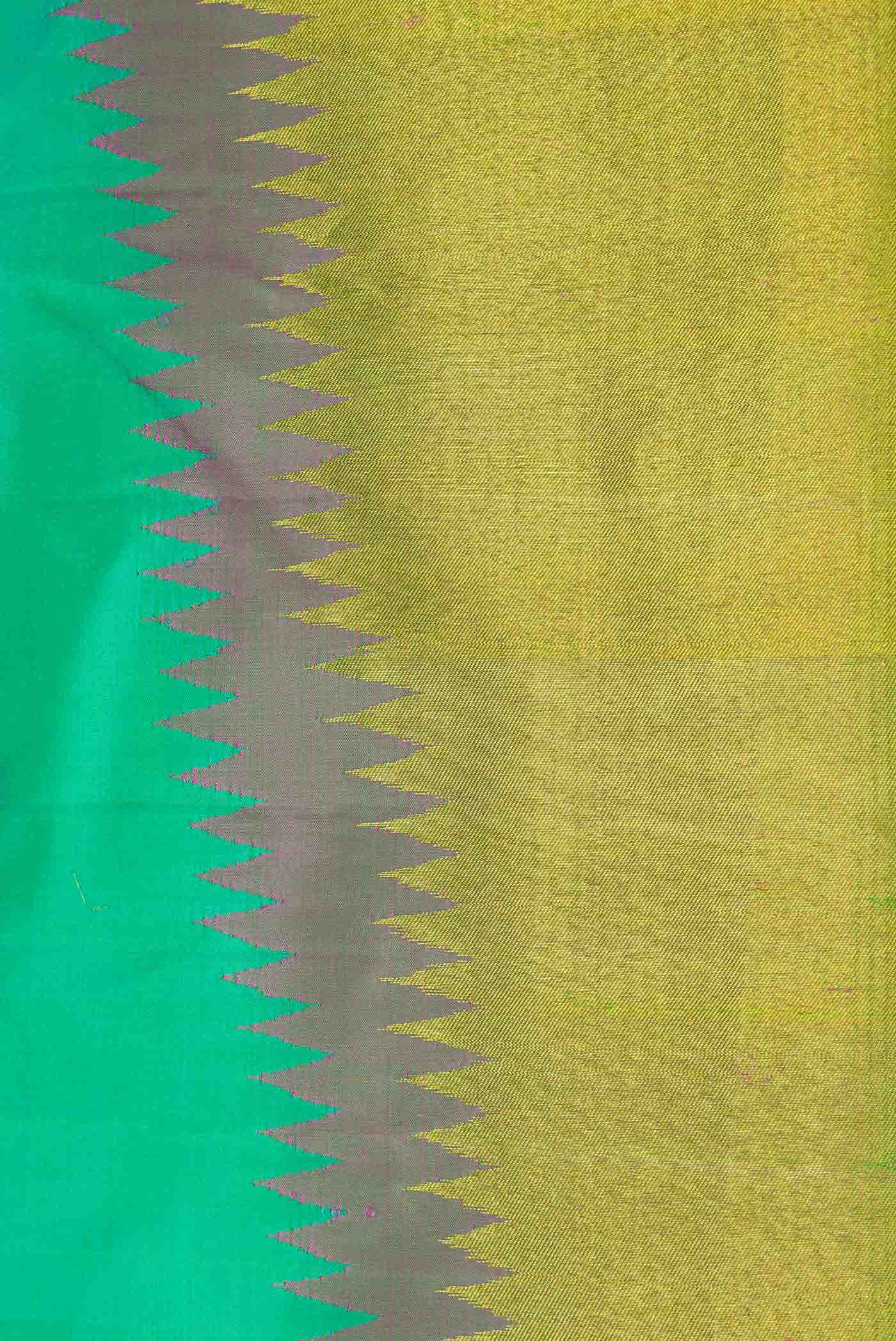 Pure Silk Pure Zari Green Dual Tone Kanchipuram Saree
