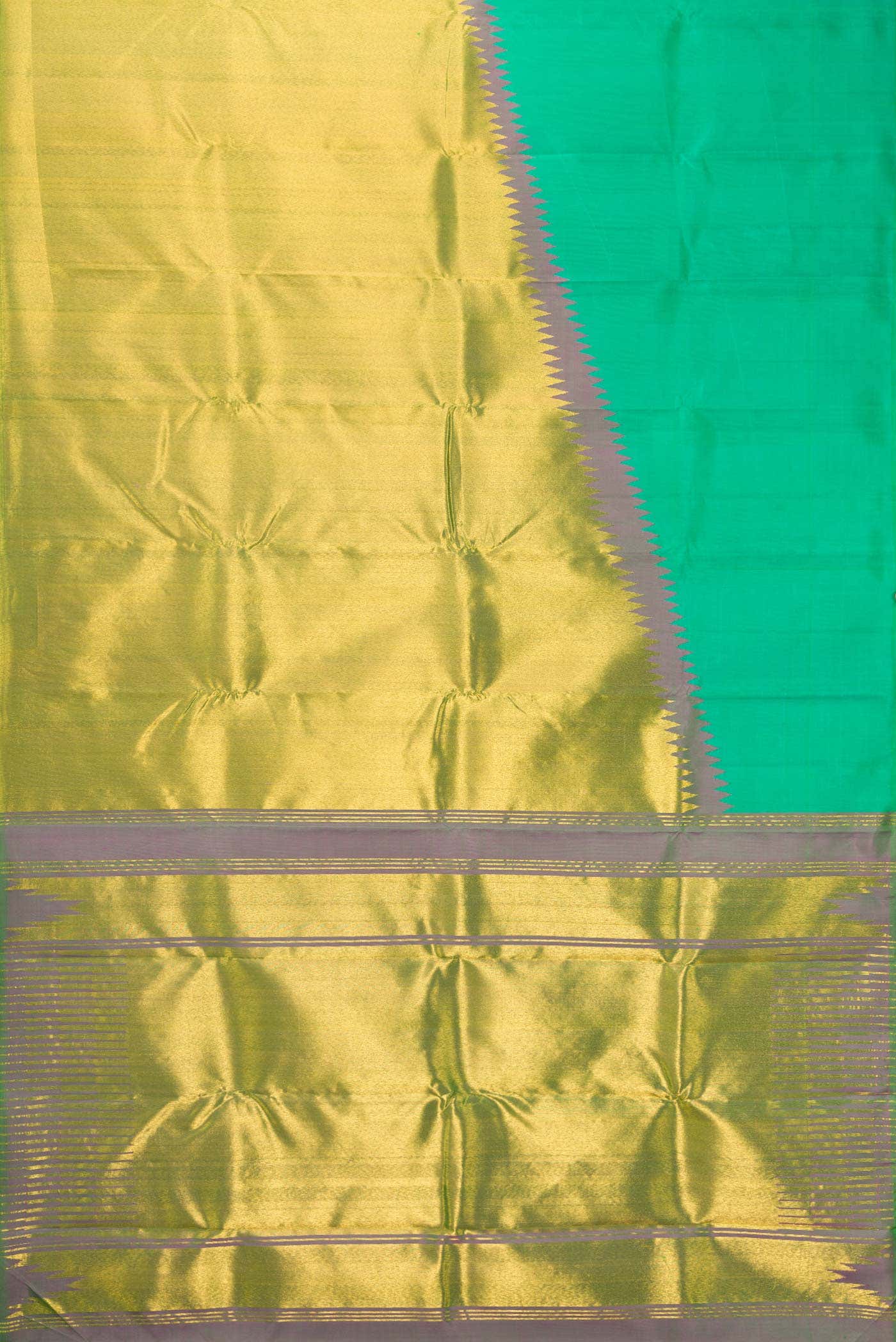 Pure Silk Pure Zari Green Dual Tone Kanchipuram Saree