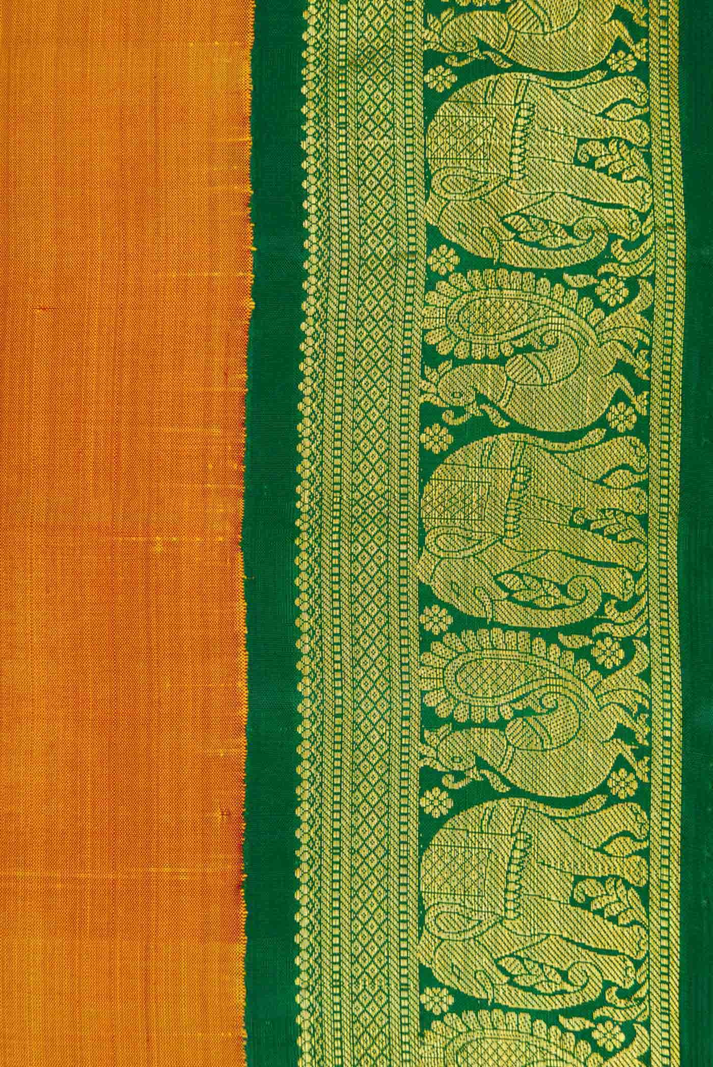 Pure Silk Pure Zari Mustard Dual Tone Kanchipuram Saree