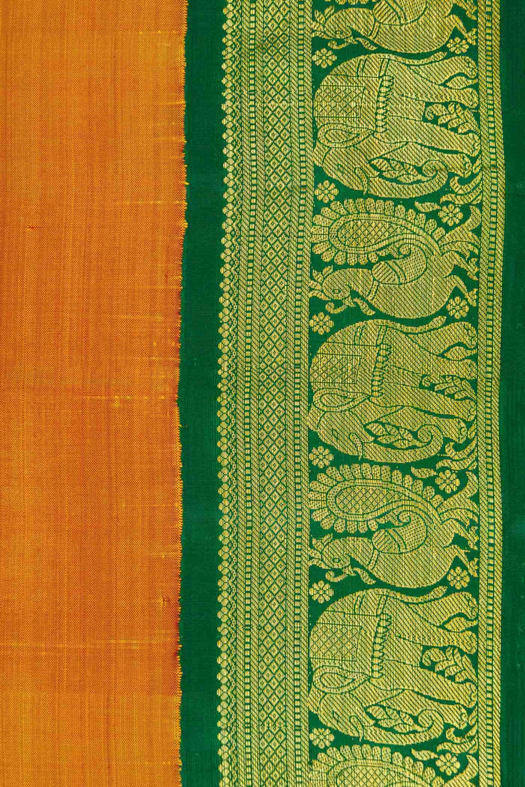 Pure Silk Pure Zari Mustard Dual Tone Kanchipuram Saree