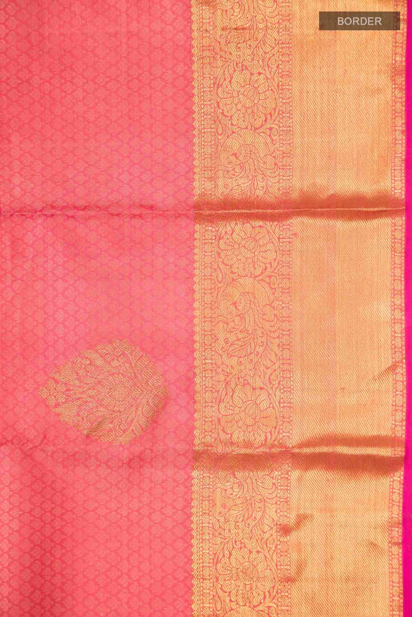 Coral Kanchipuram Silk Saree