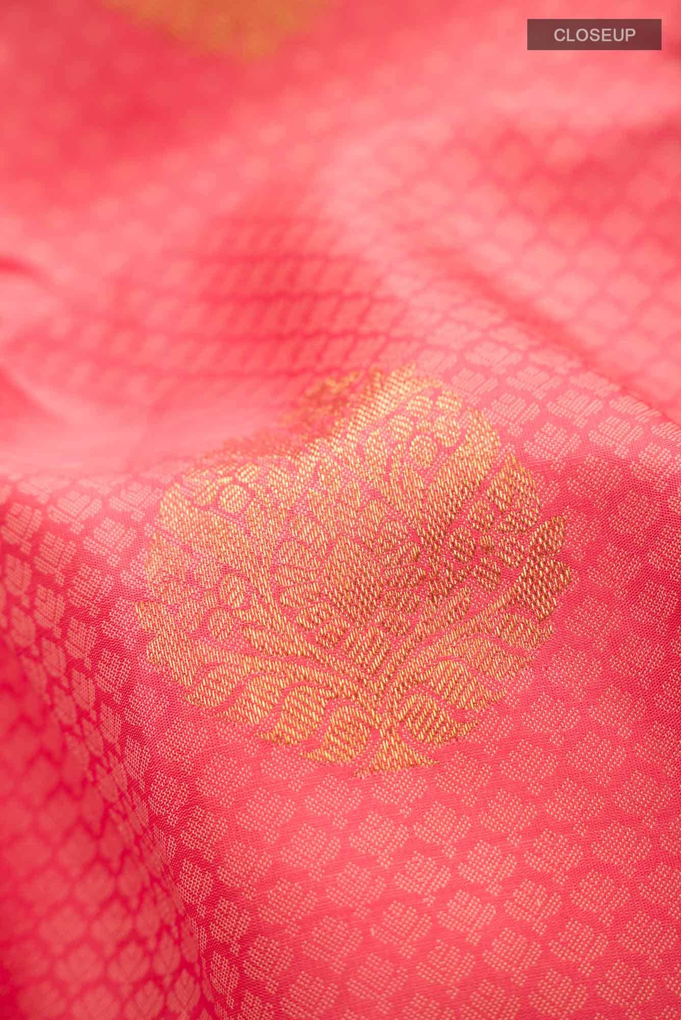 Coral Kanchipuram Silk Saree