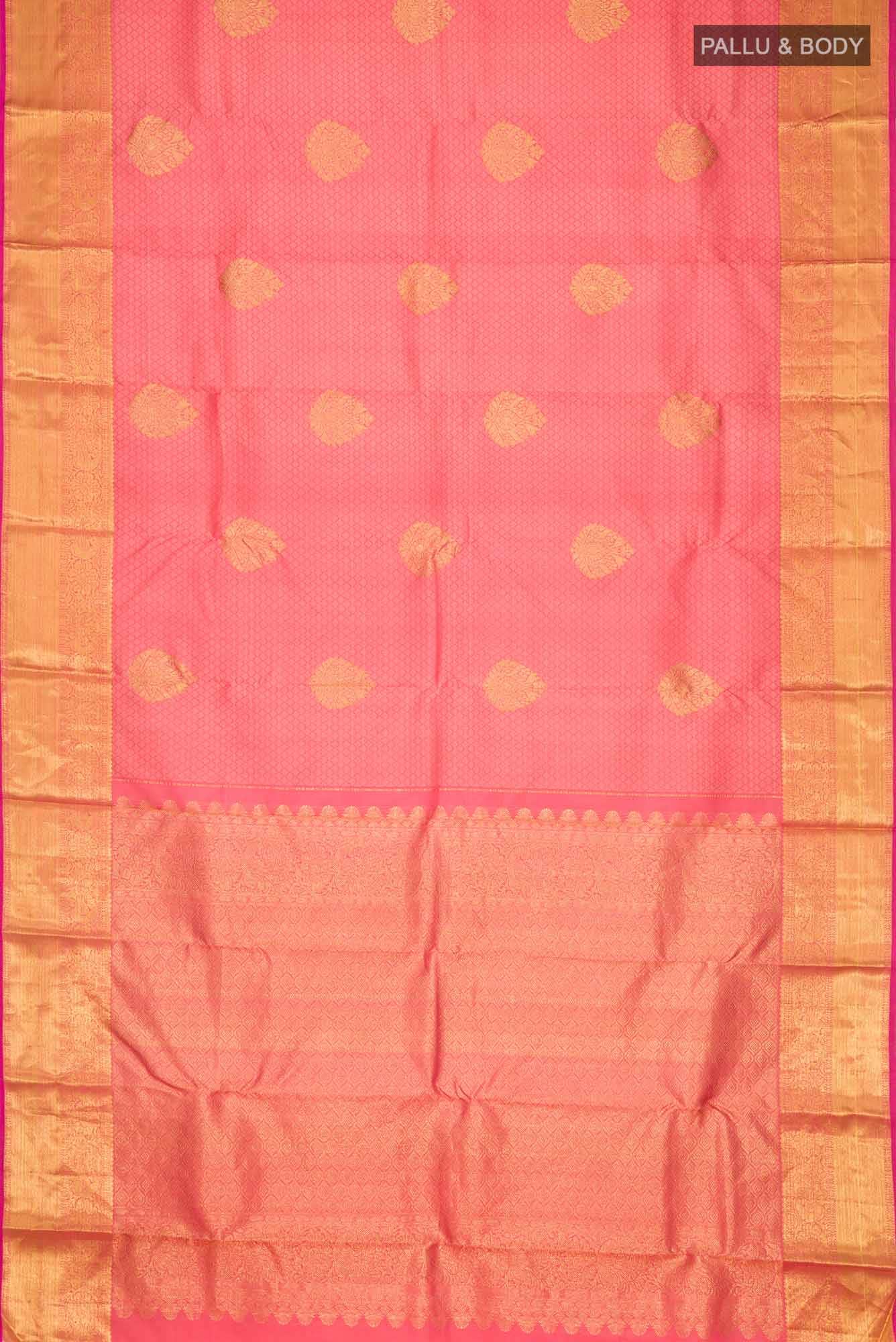 Coral Kanchipuram Silk Saree