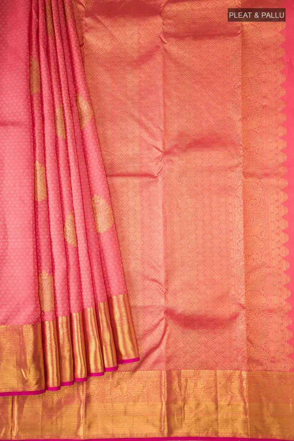 Coral Kanchipuram Silk Saree