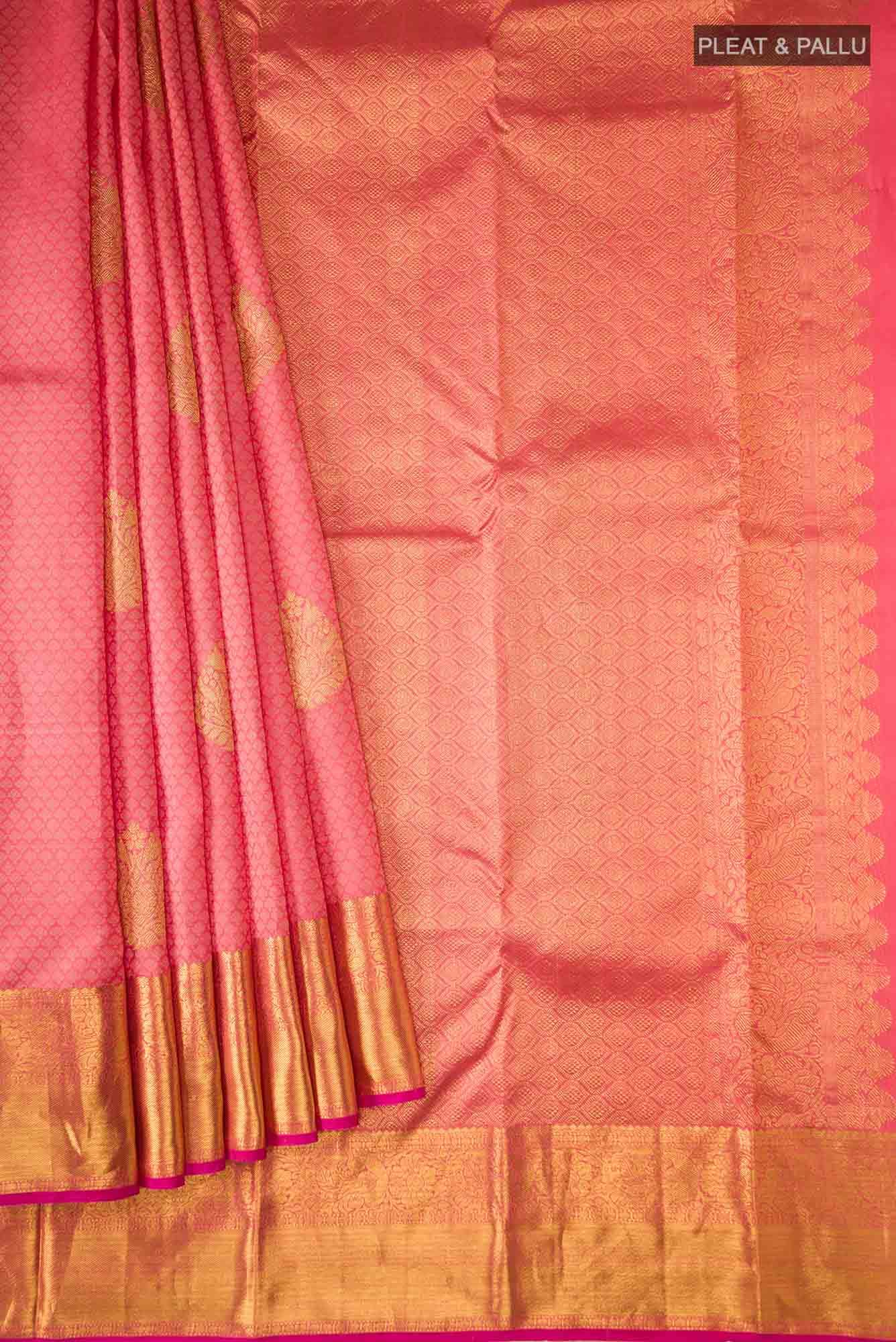 Coral Kanchipuram Silk Saree