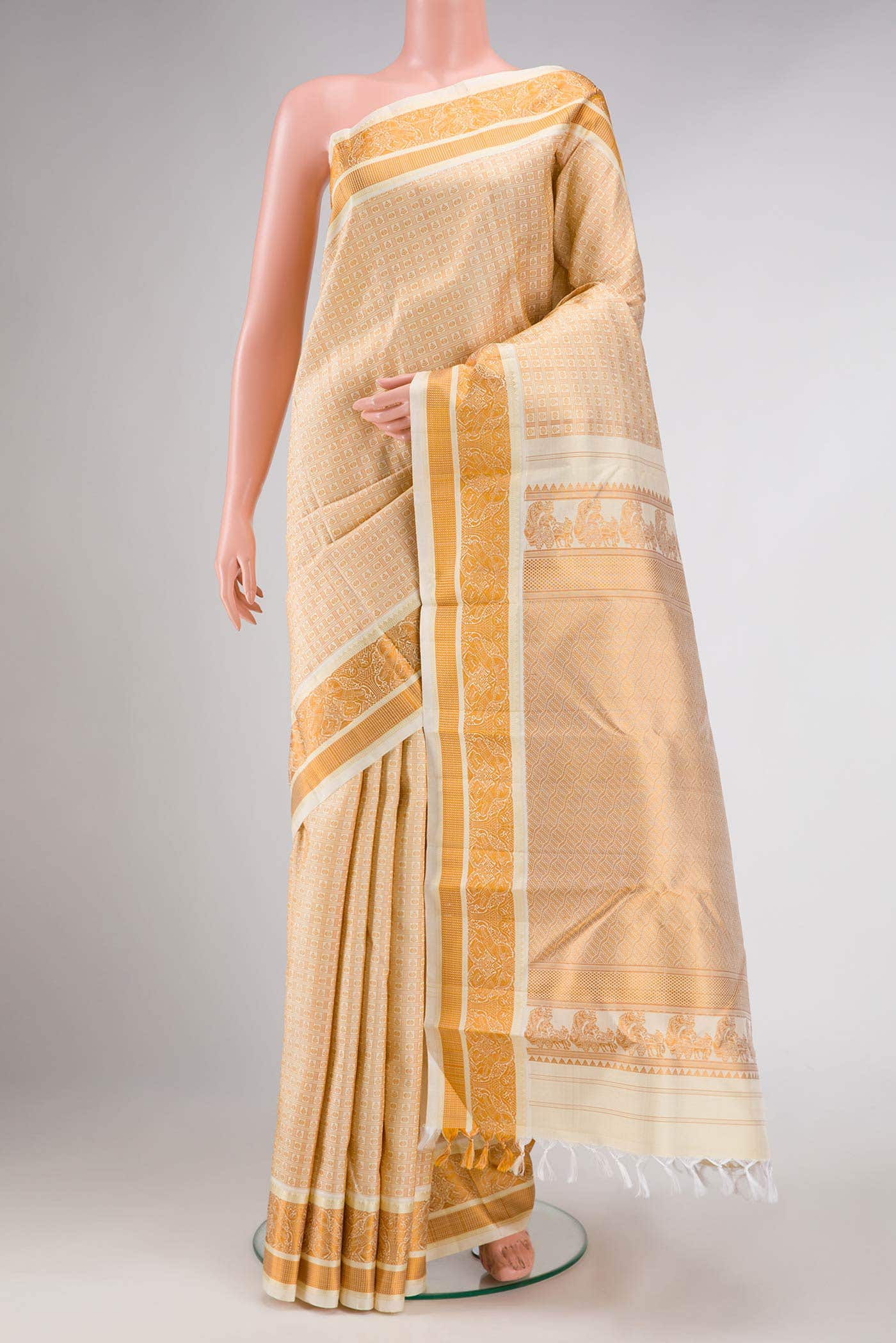 Sandal Dual Tone Kanchipuram Silk Saree