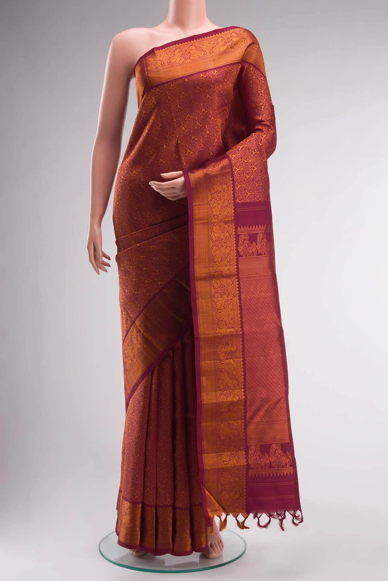 Maroon Kanchipuram Silk Saree