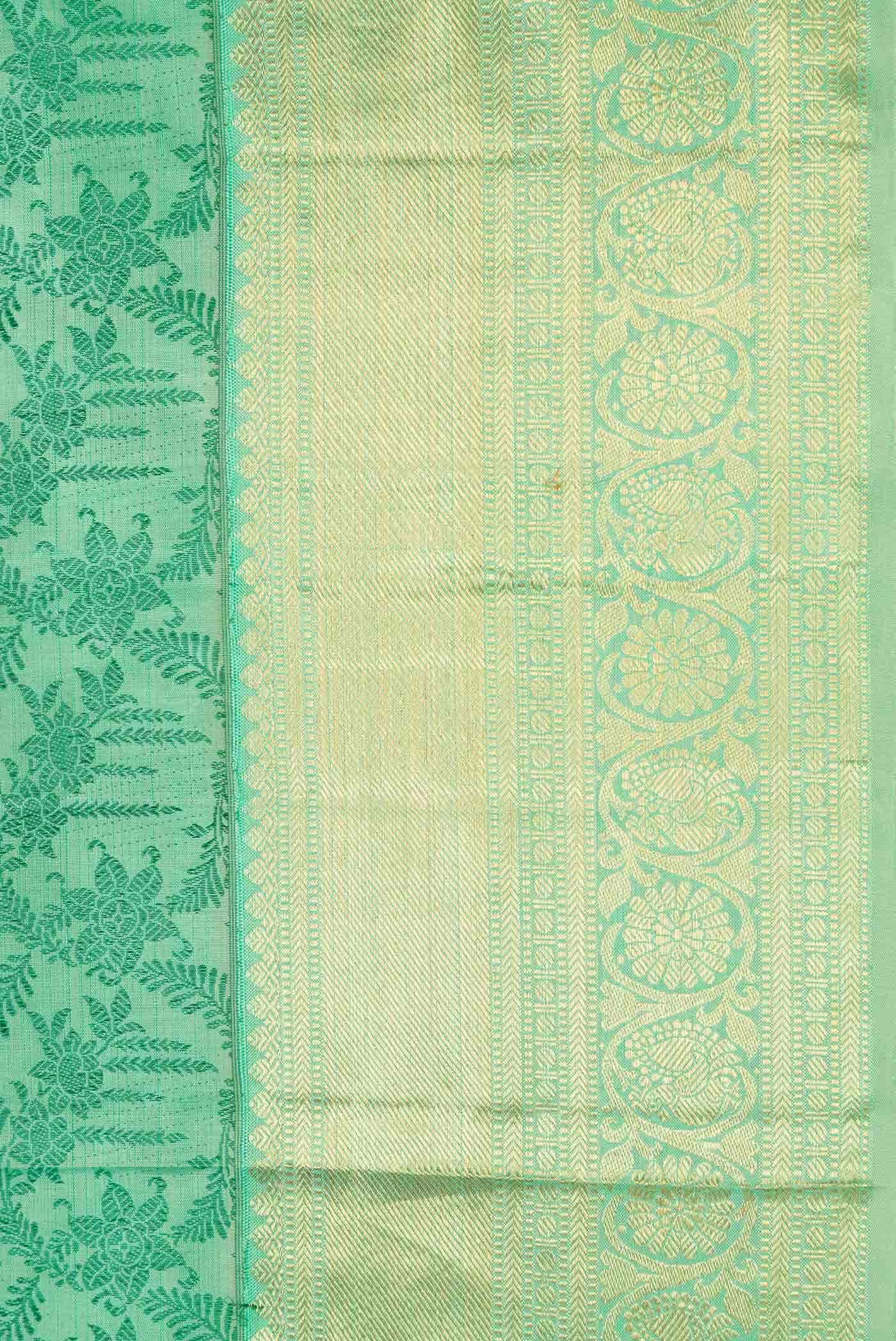 Pure Silk Pure Zari Green Dual Tone Kanchipuram Saree