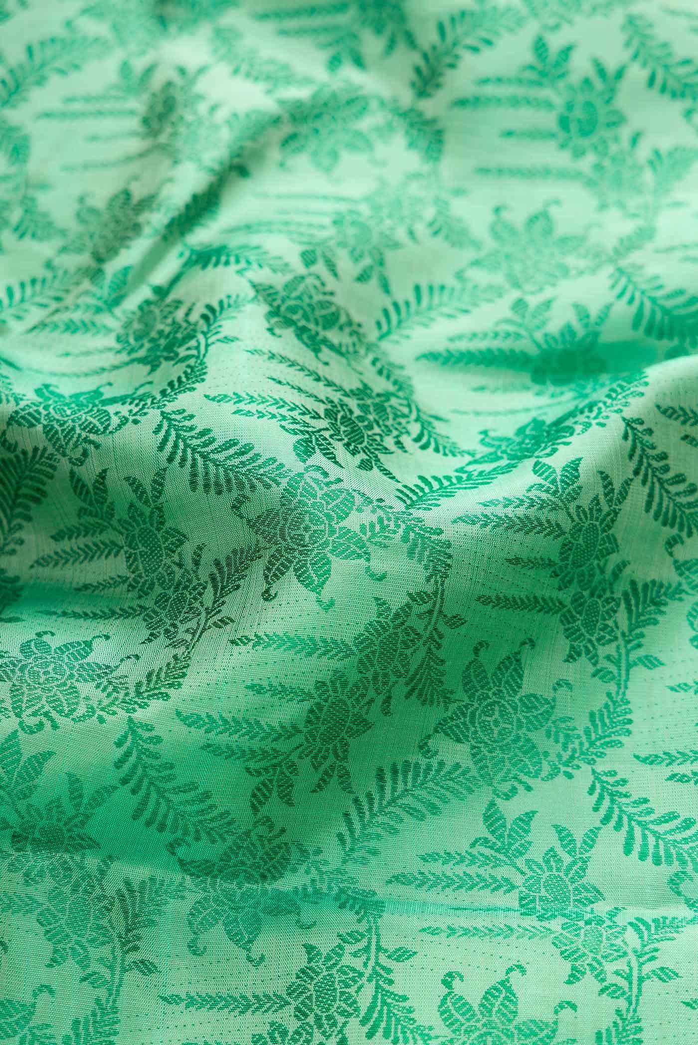 Pure Silk Pure Zari Green Dual Tone Kanchipuram Saree