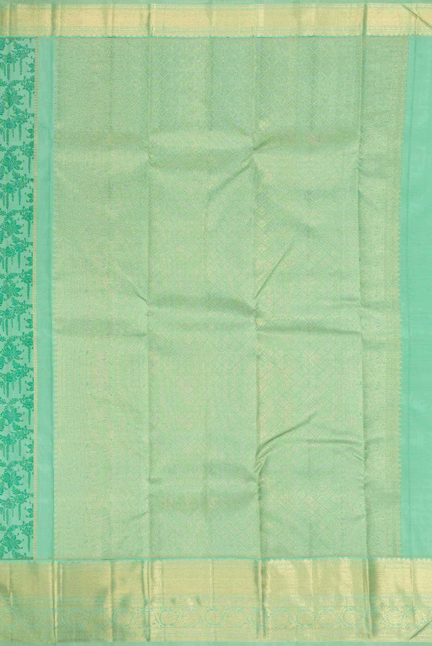 Pure Silk Pure Zari Green Dual Tone Kanchipuram Saree