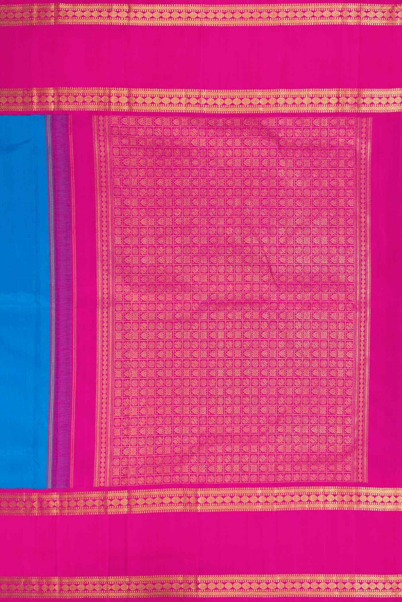 Pure Silk Pure Zari Sky Blue Dual Tone Kanchipuram Saree