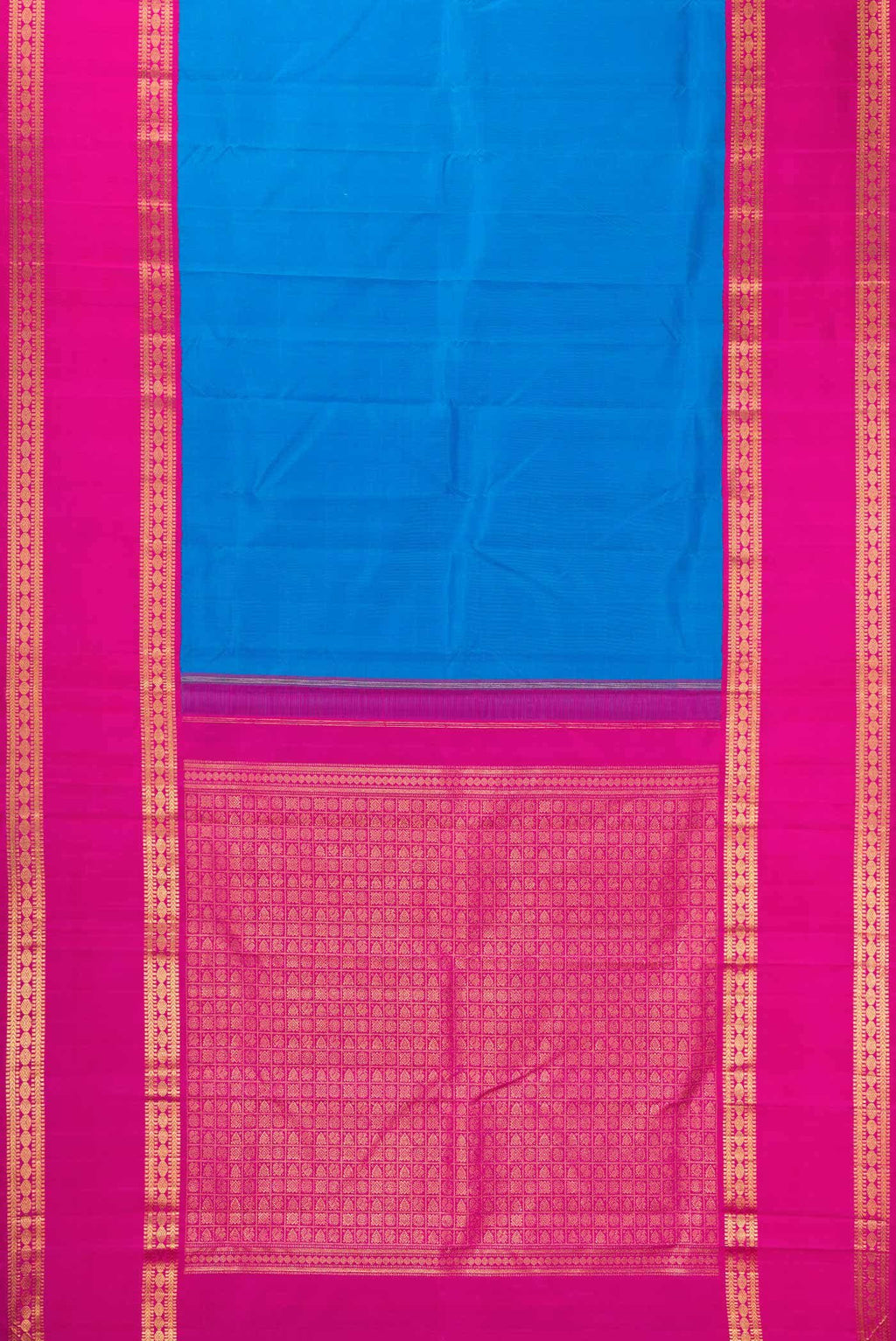 Pure Silk Pure Zari Sky Blue Dual Tone Kanchipuram Saree