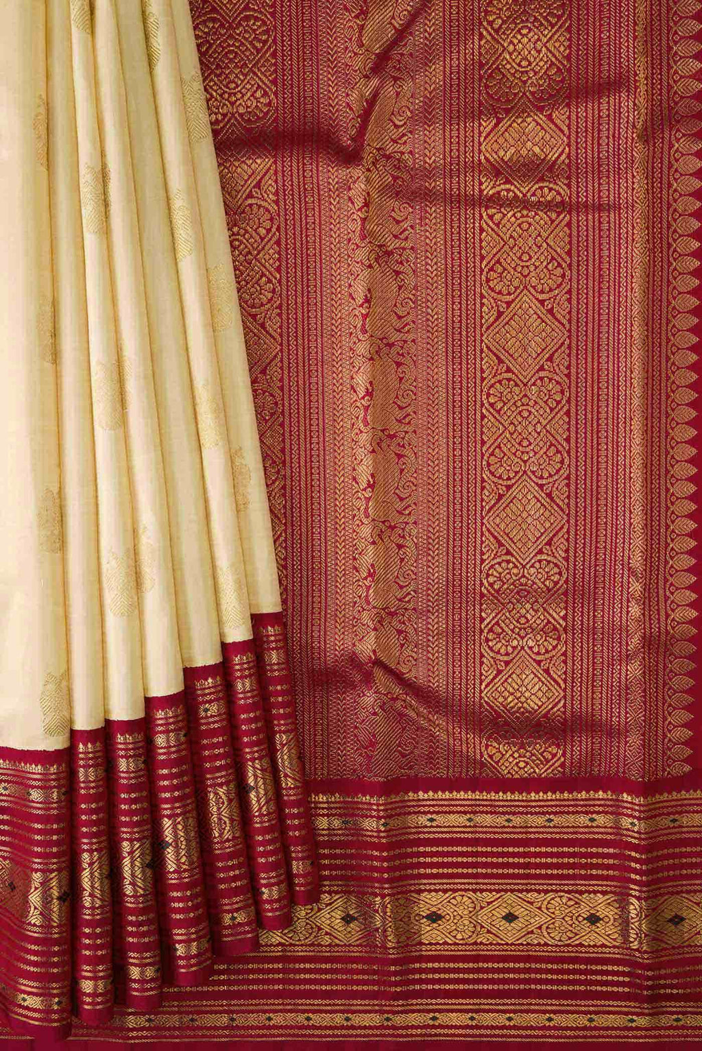 Pure Silk Pure Zari Sandal Dual Tone Kanchipuram Saree