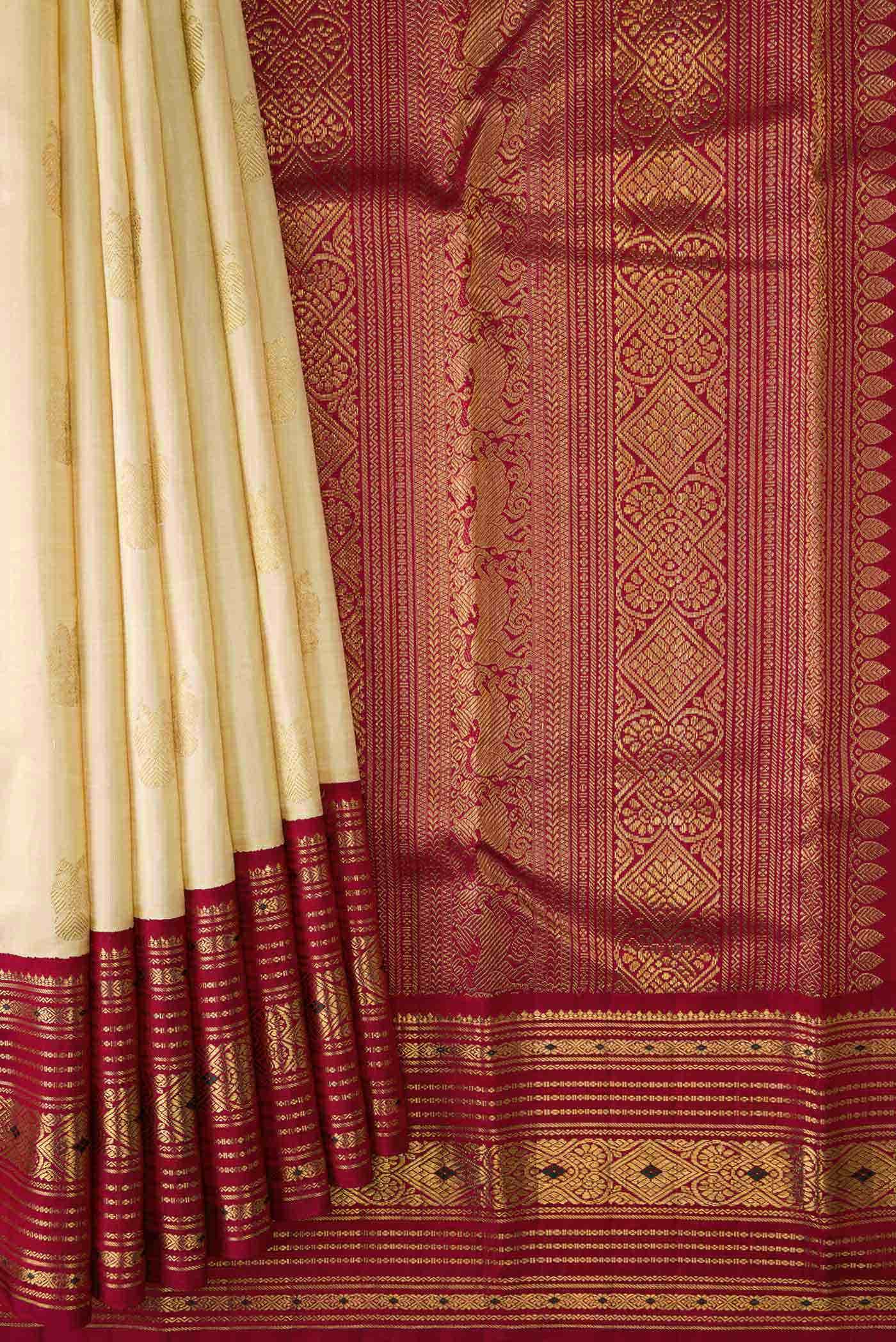 Pure Silk Pure Zari Sandal Dual Tone Kanchipuram Saree
