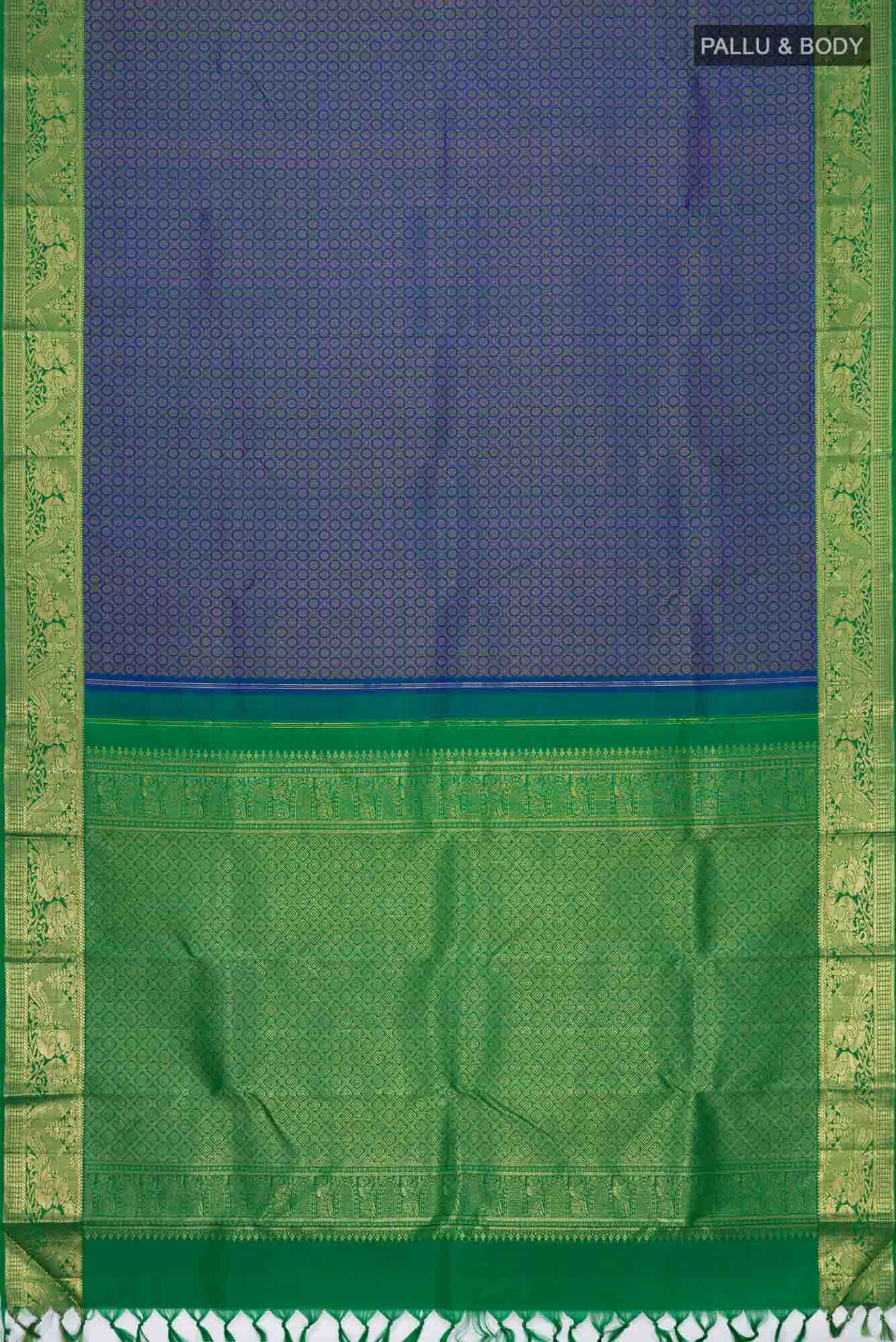 Pure Silk Pure Zari Blue Kanchipuram Saree
